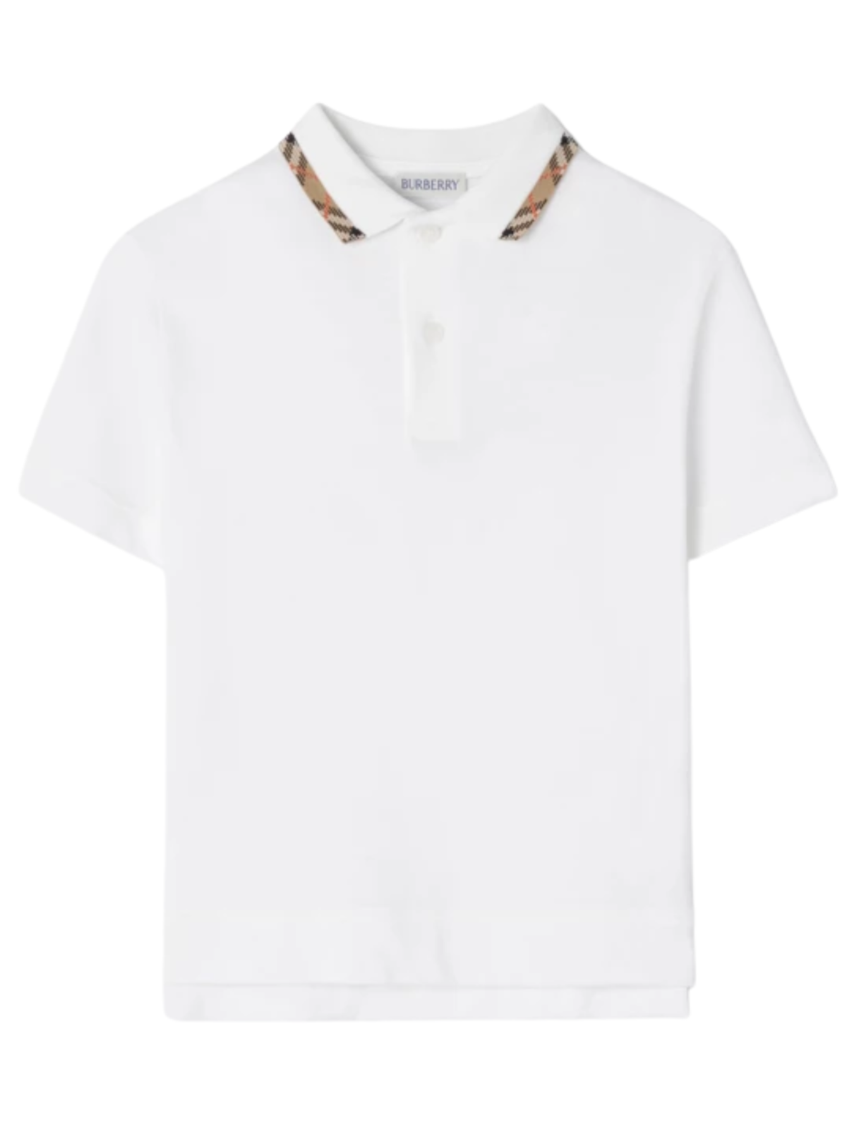 Burberry Boys White Johane Check Trim Polo