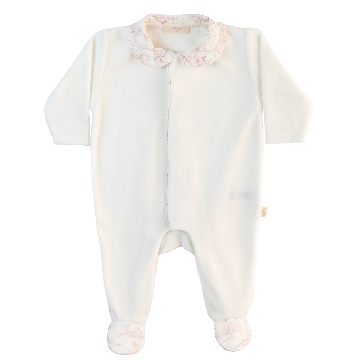 Baby Gi Girls Ivory Country Velour Babygrow