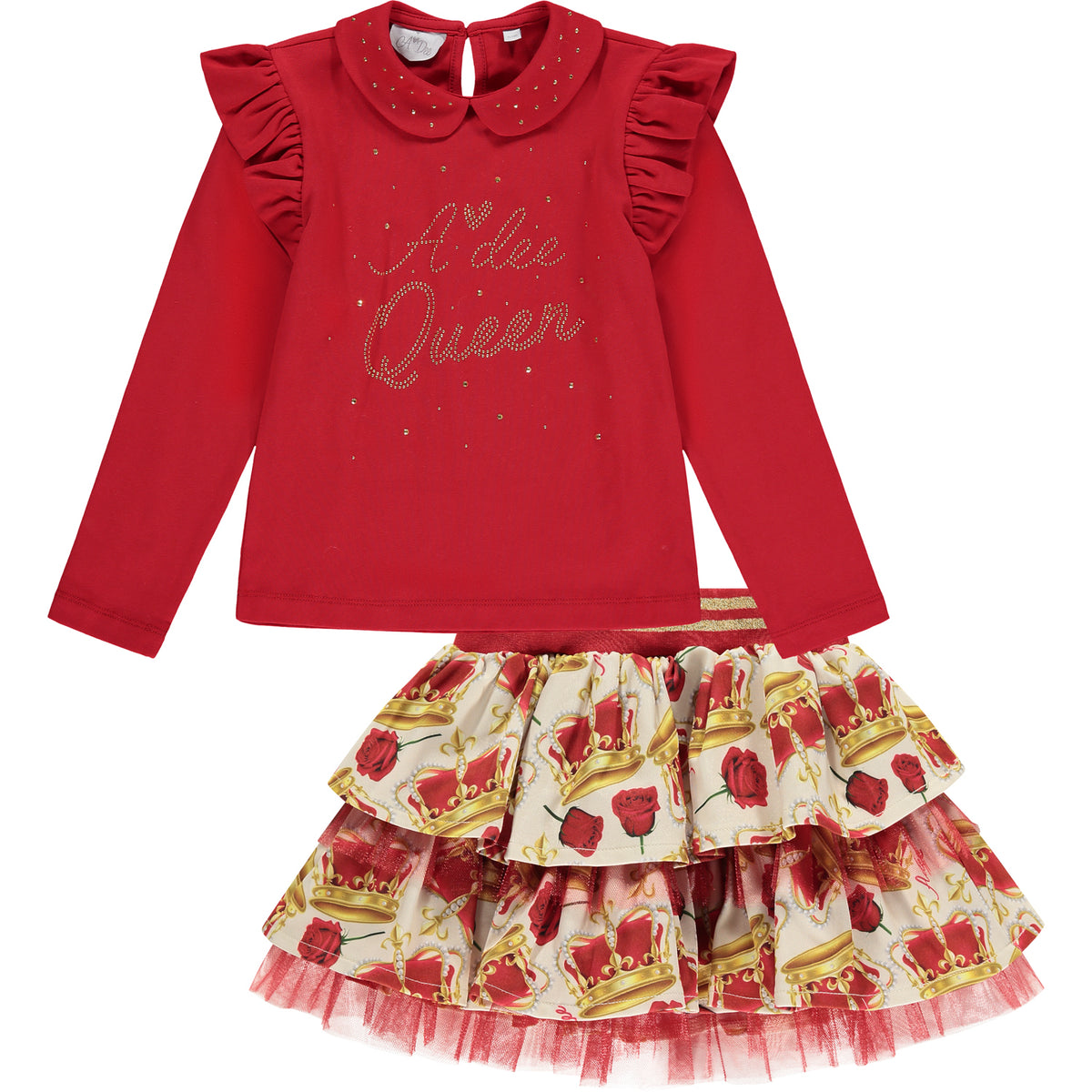 A Dee Red Crown 'Caitlyn' Skirt Set