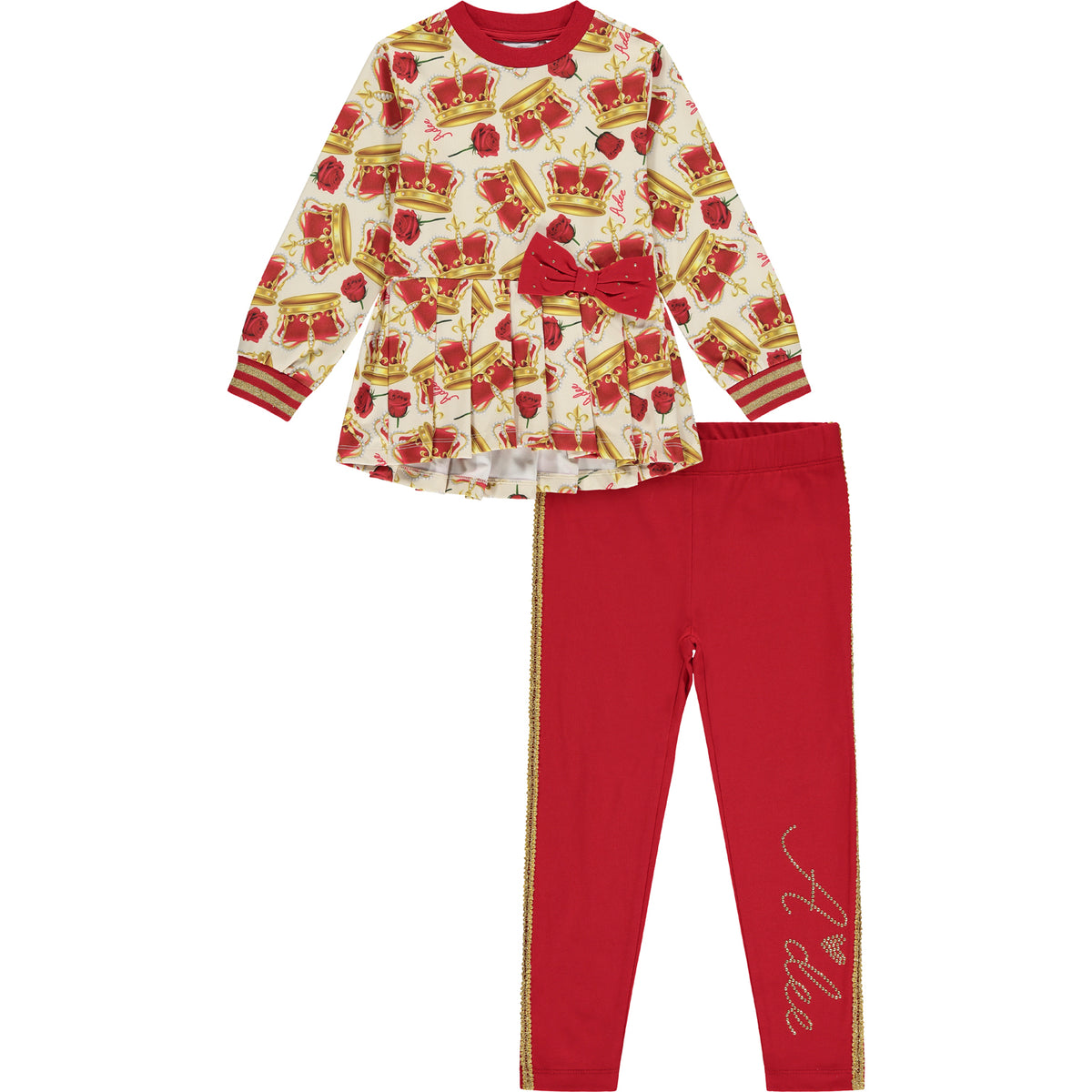 A Dee Red Crown 'Candy' Leggings Set