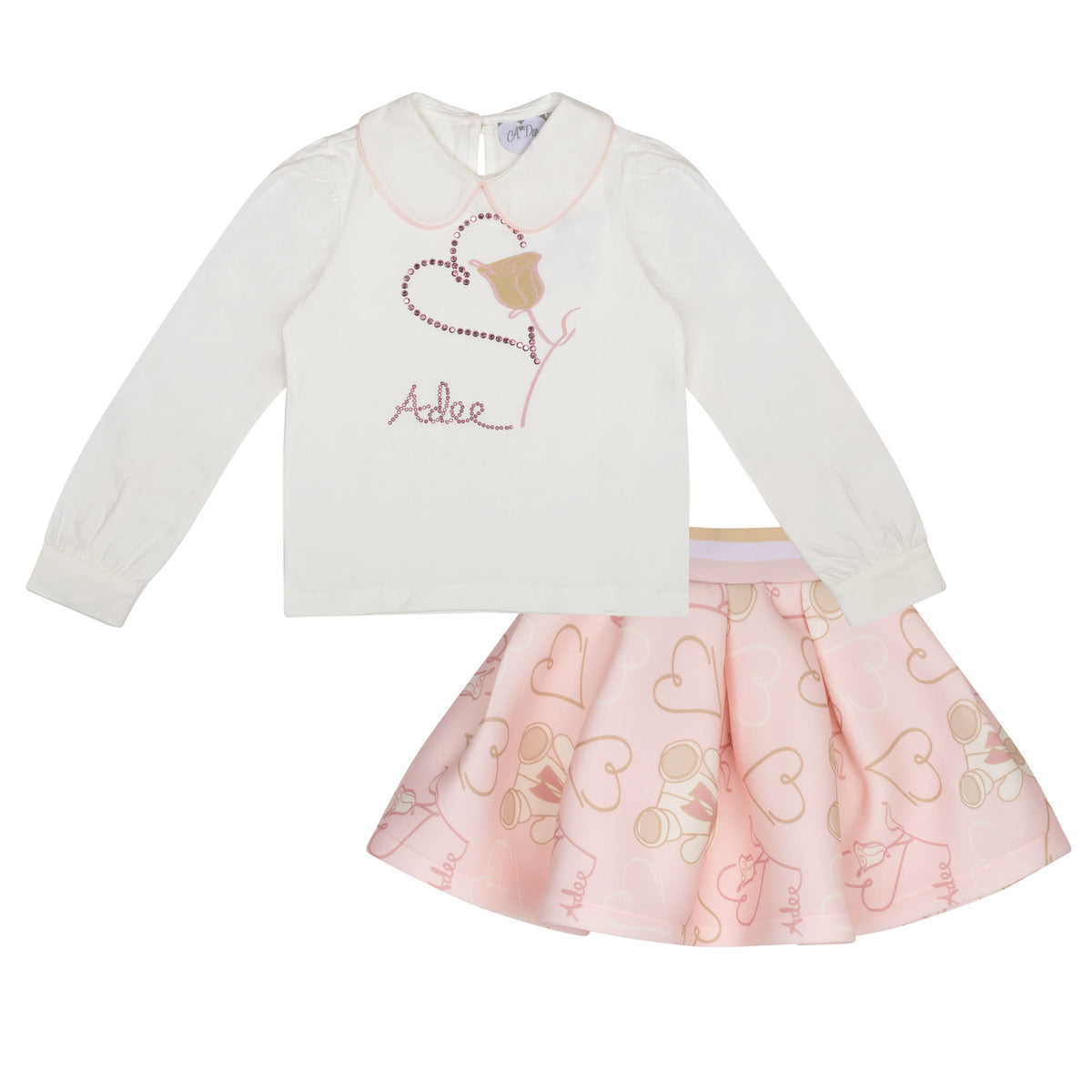 A Dee Girls Pink 'Star' Teddy Skirt Set