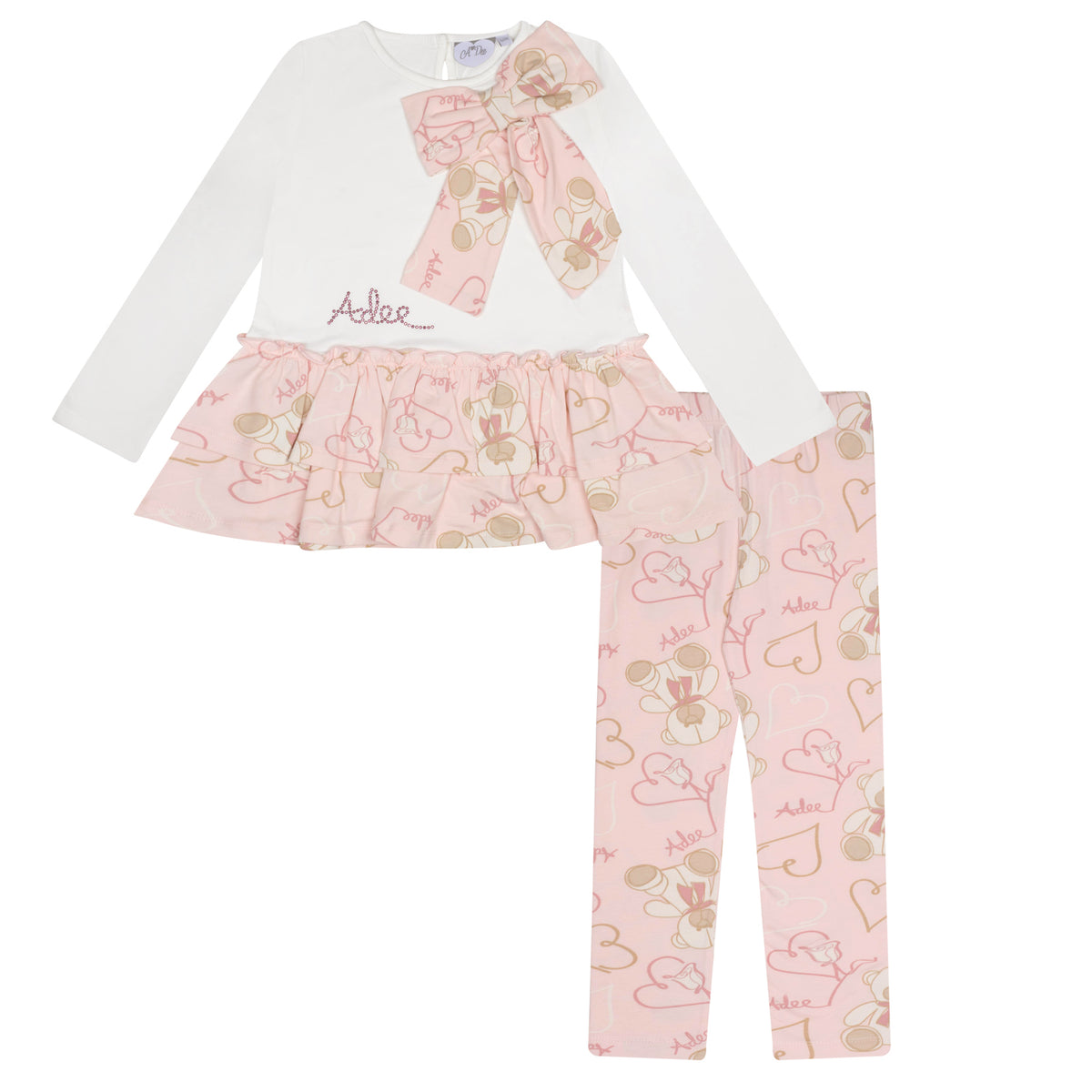 A Dee Girls Pink 'Summer' Teddy Leggings Set