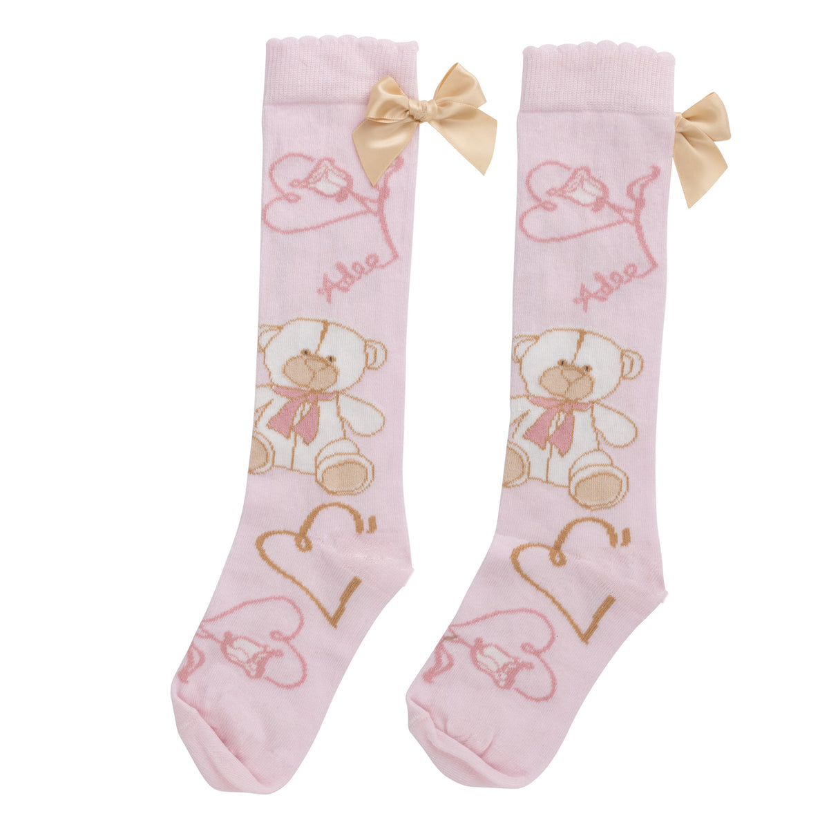 A Dee Girls Pink 'Sloane' Teddy Knee Socks