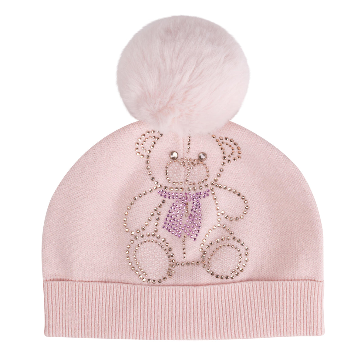 A Dee Girls Pink 'Sabrina' Bear Pom Pom Hat