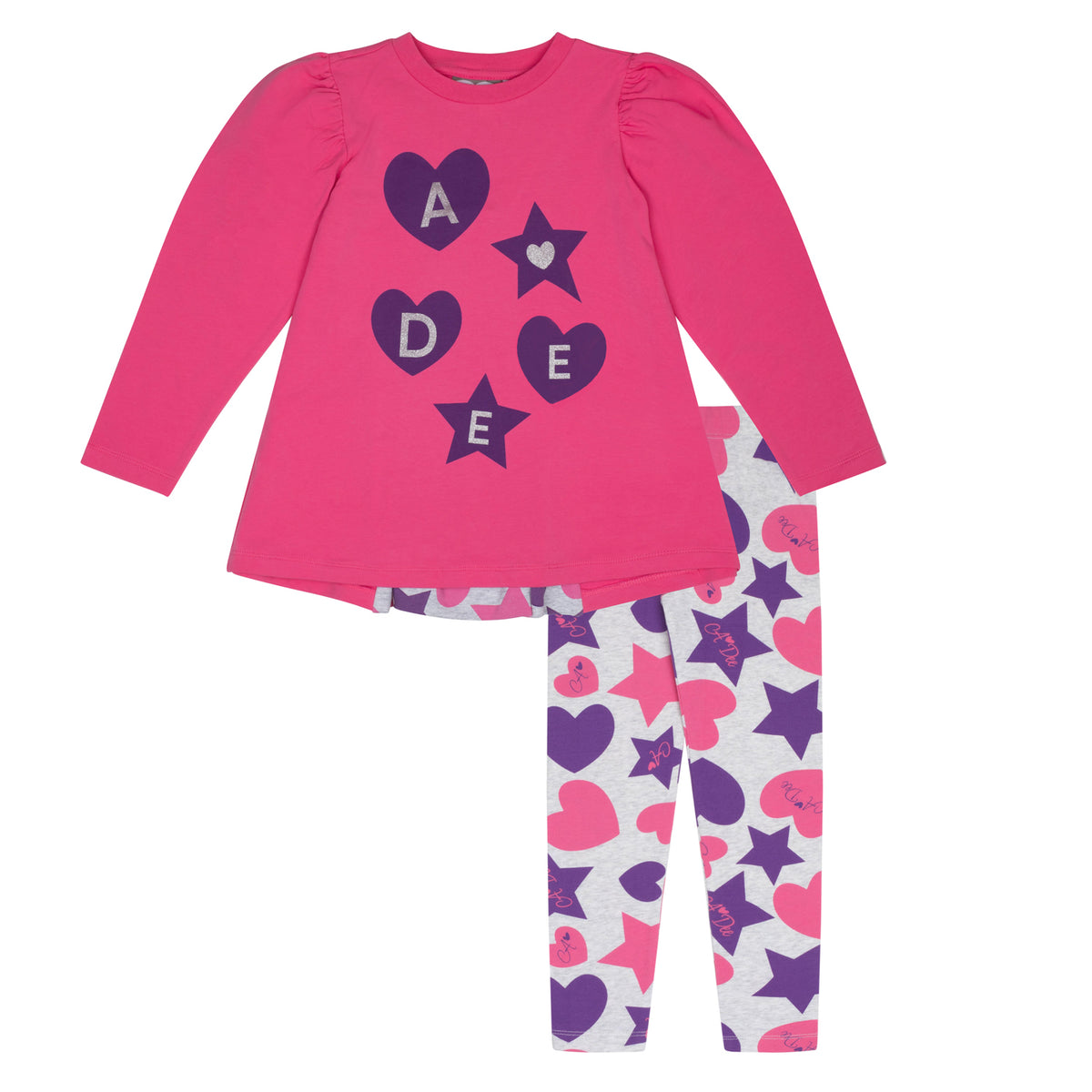 A Dee Girls Pink 'Tallulah' Stars & Hearts Leggings Set