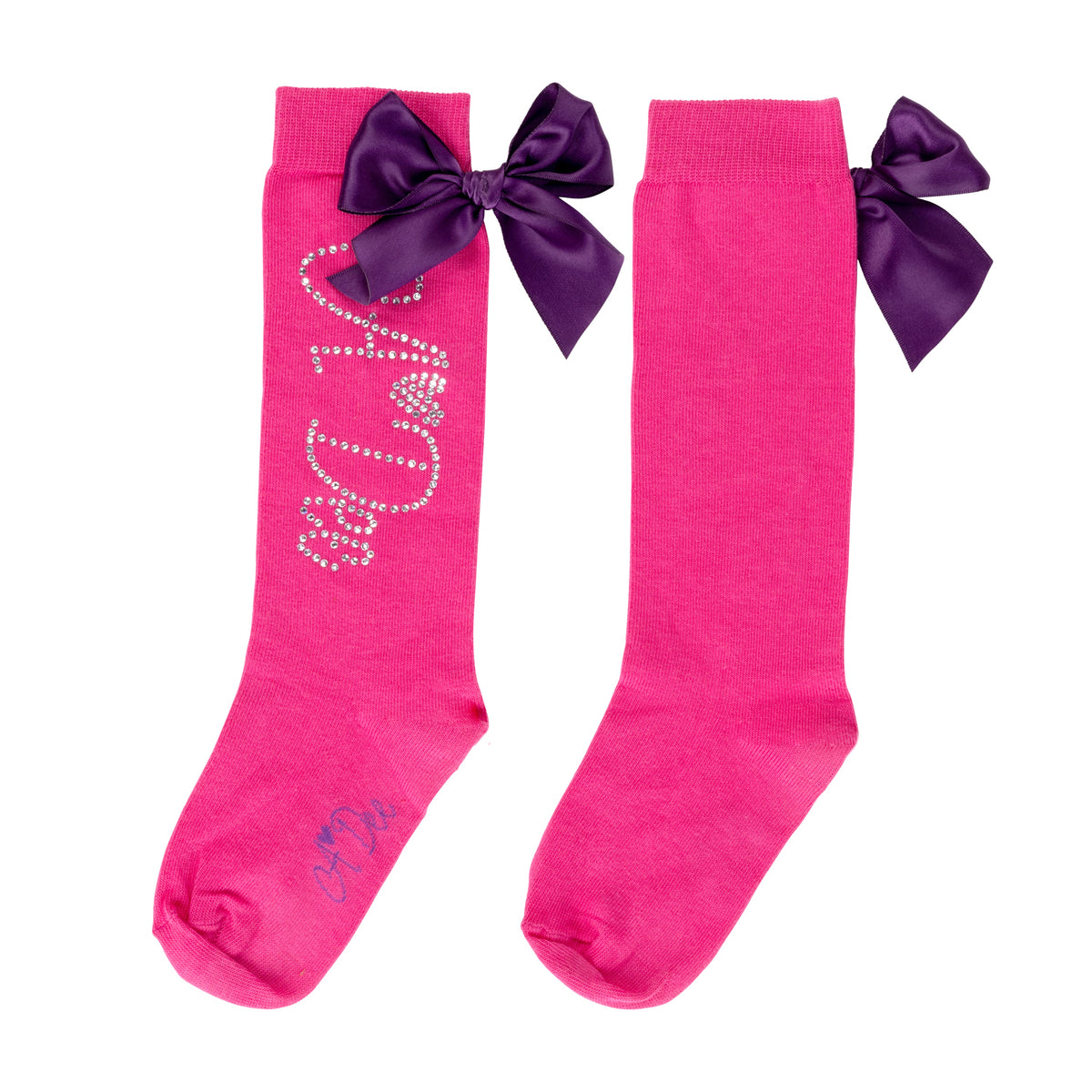A Dee Girls Pink 'Tate' Diamante Knee Socks