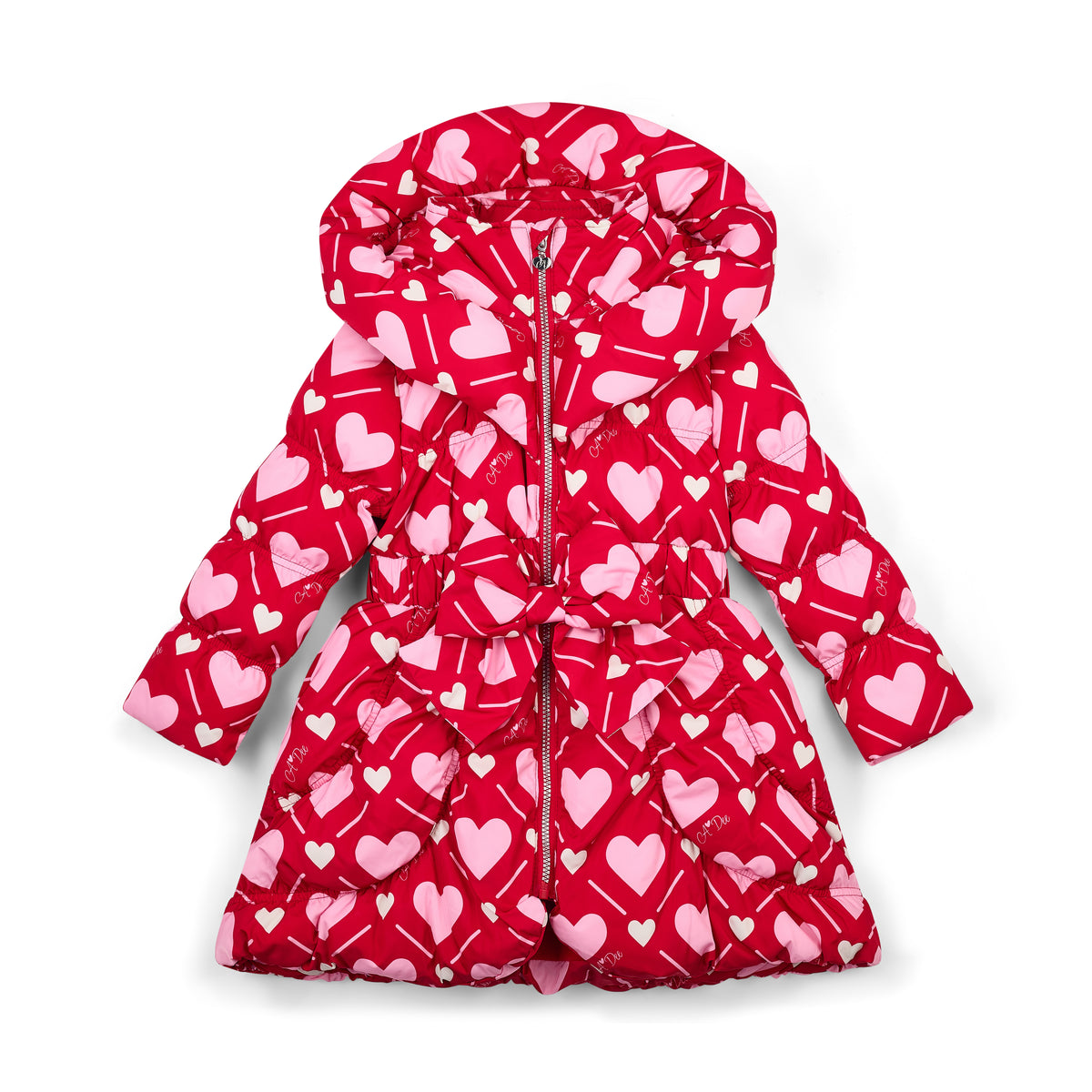 A Dee Girls Lauren Red Heart Print Coat