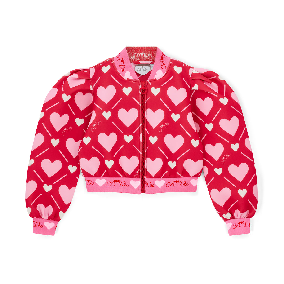 A Dee Girls Lisette Red Heart Print Bomber