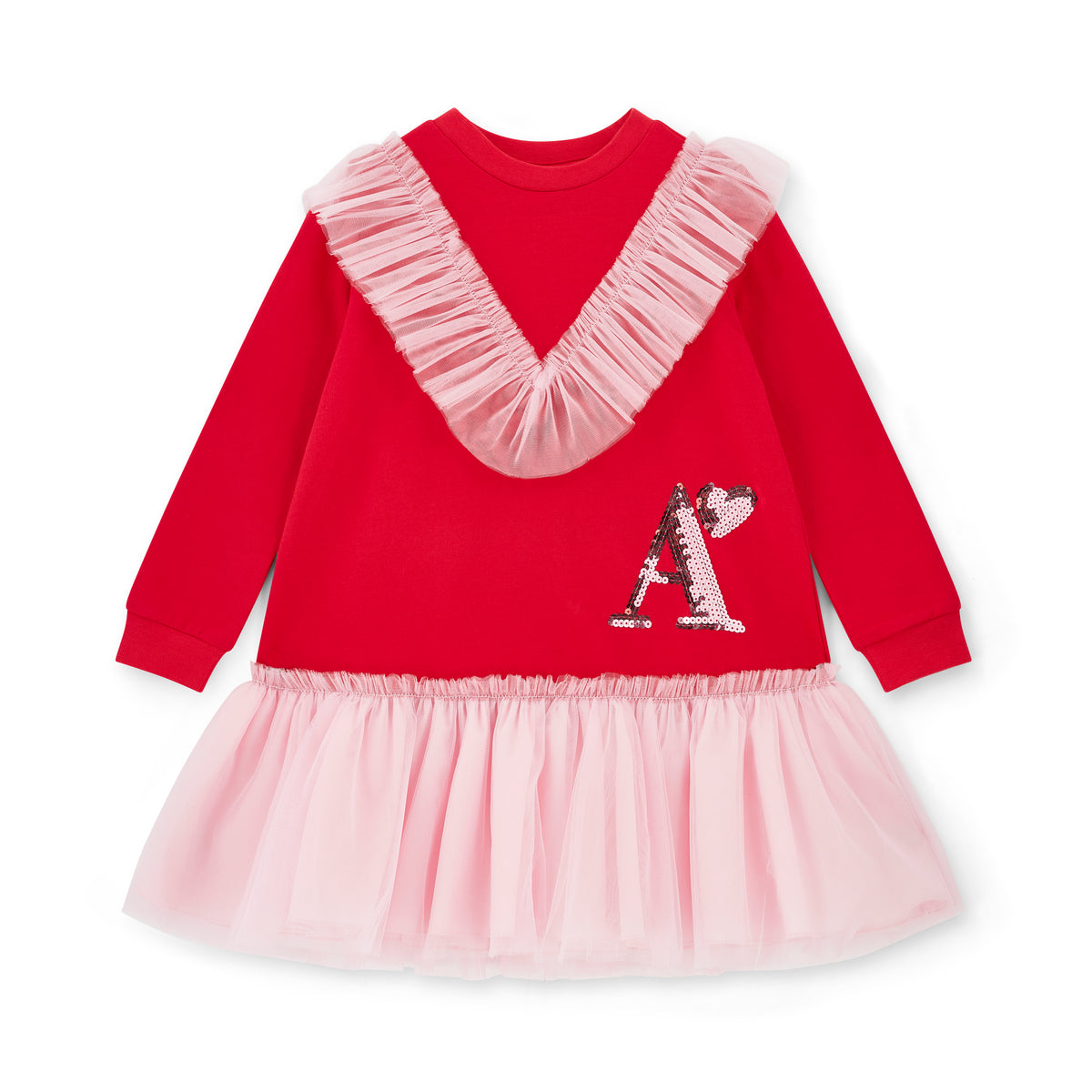 A Dee Girls Lacey Red Tulle Sweat Dress