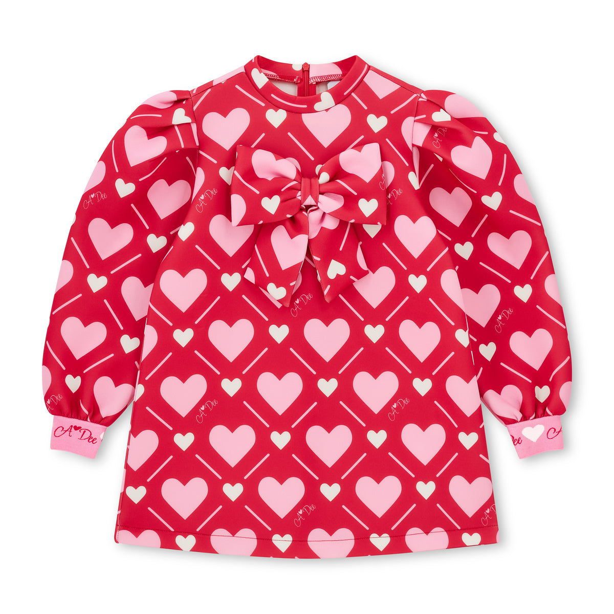 A Dee Girls Libby Red Heart Print Dress