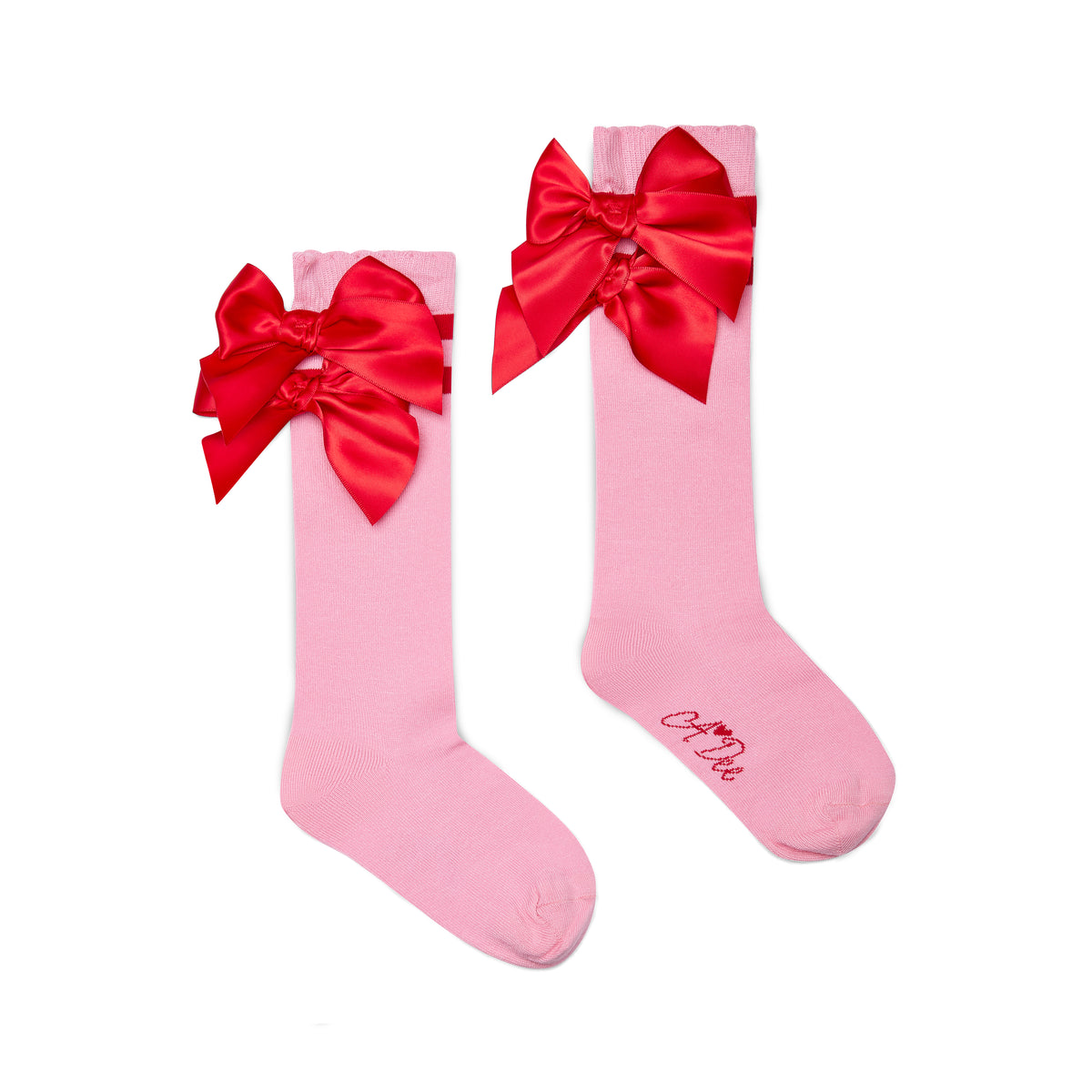 A Dee Girls Lucy Pink Bow Knee Socks