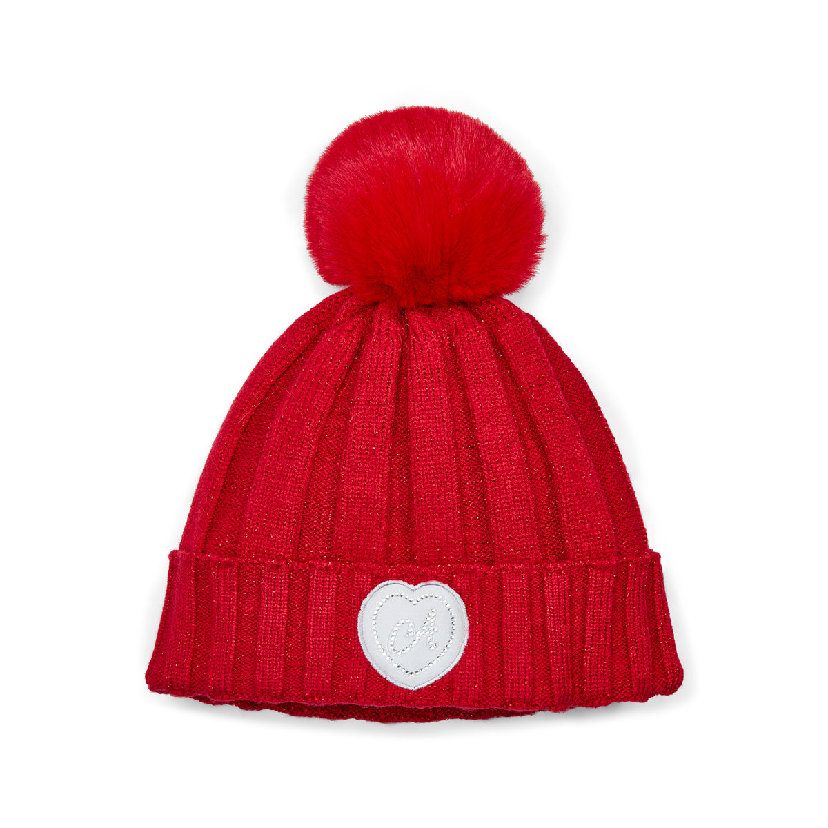 A Dee Girls Red Mallory Pom Pom Hat