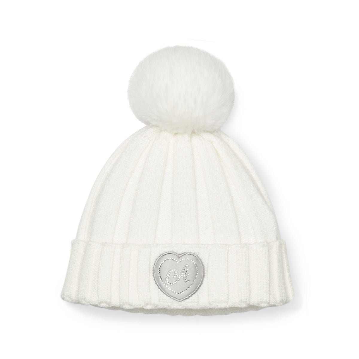 A Dee Girls White Mallory Pom Pom Hat