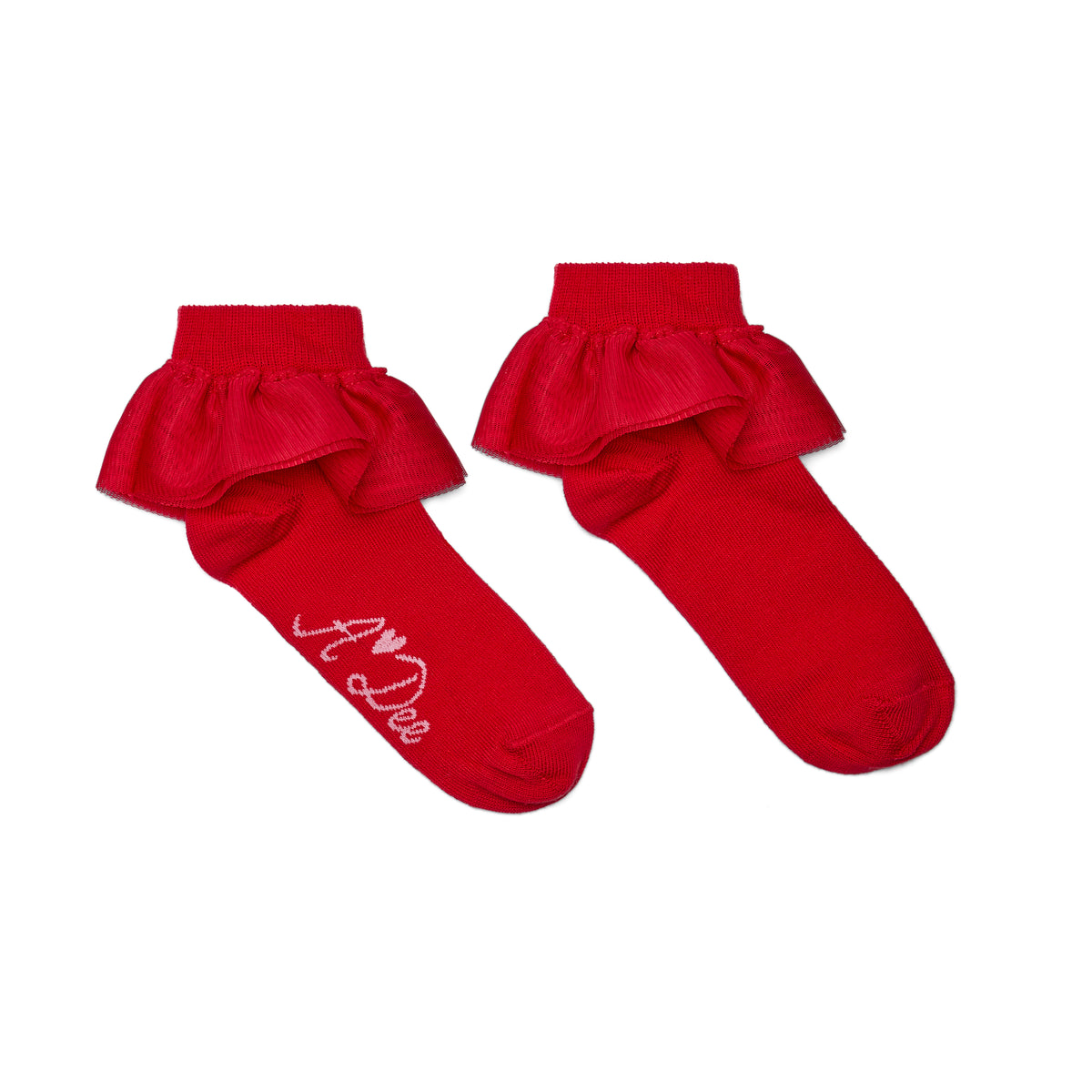 A Dee Girls LouLou Red Frill Ankle Socks