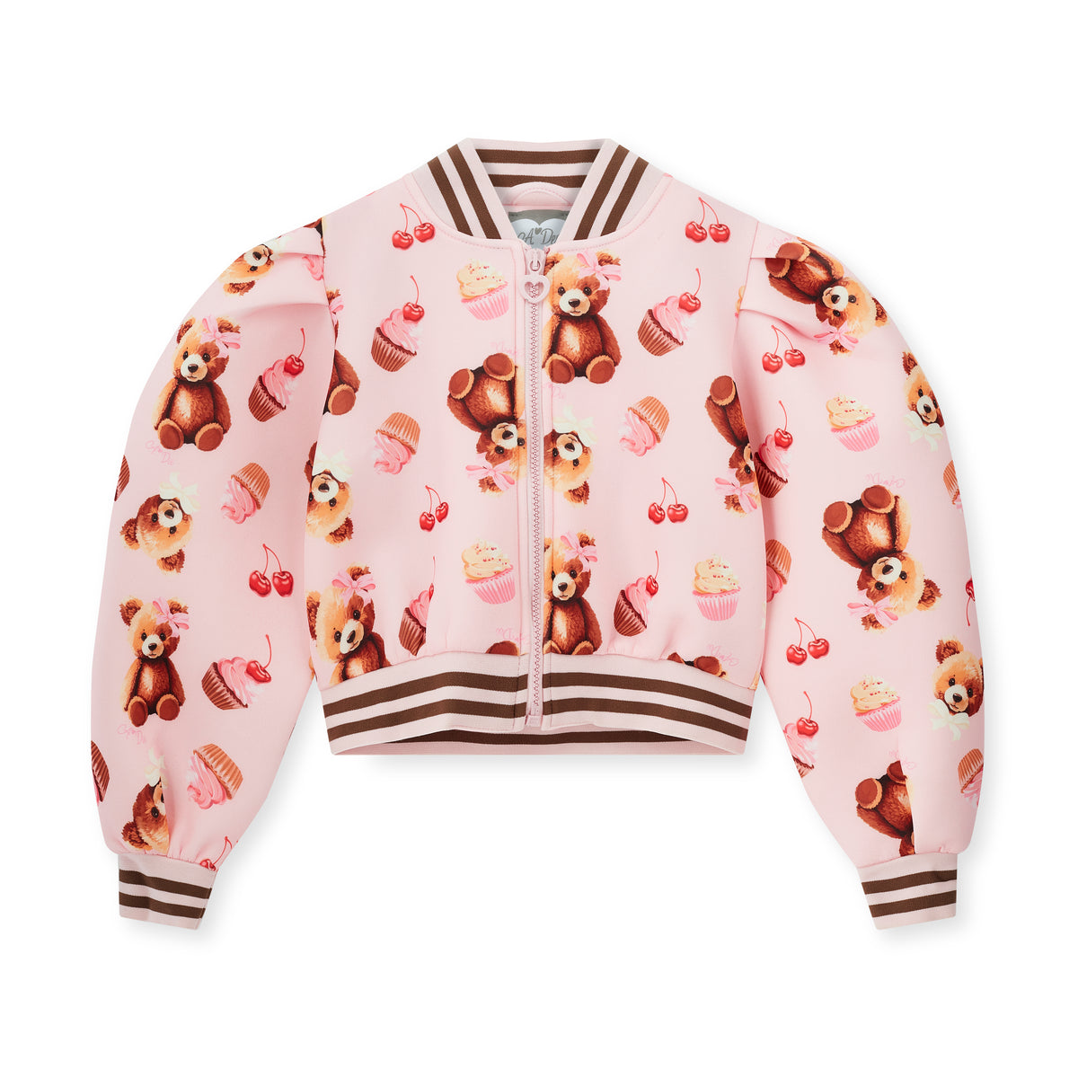 A Dee Girls Lisette Pink Bear Print Bomber
