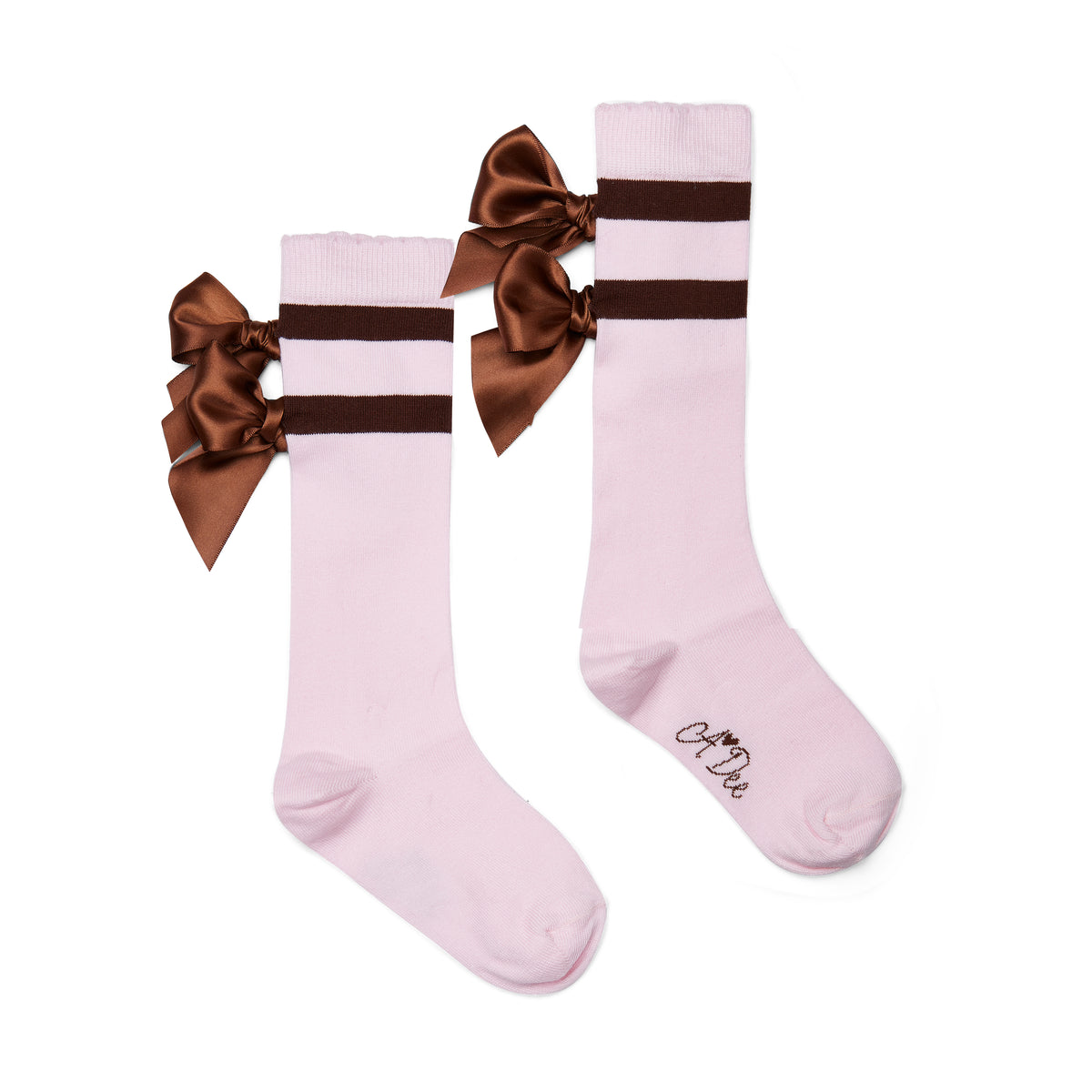 A Dee Girls Maeve Pale Pink Bow Knee Socks