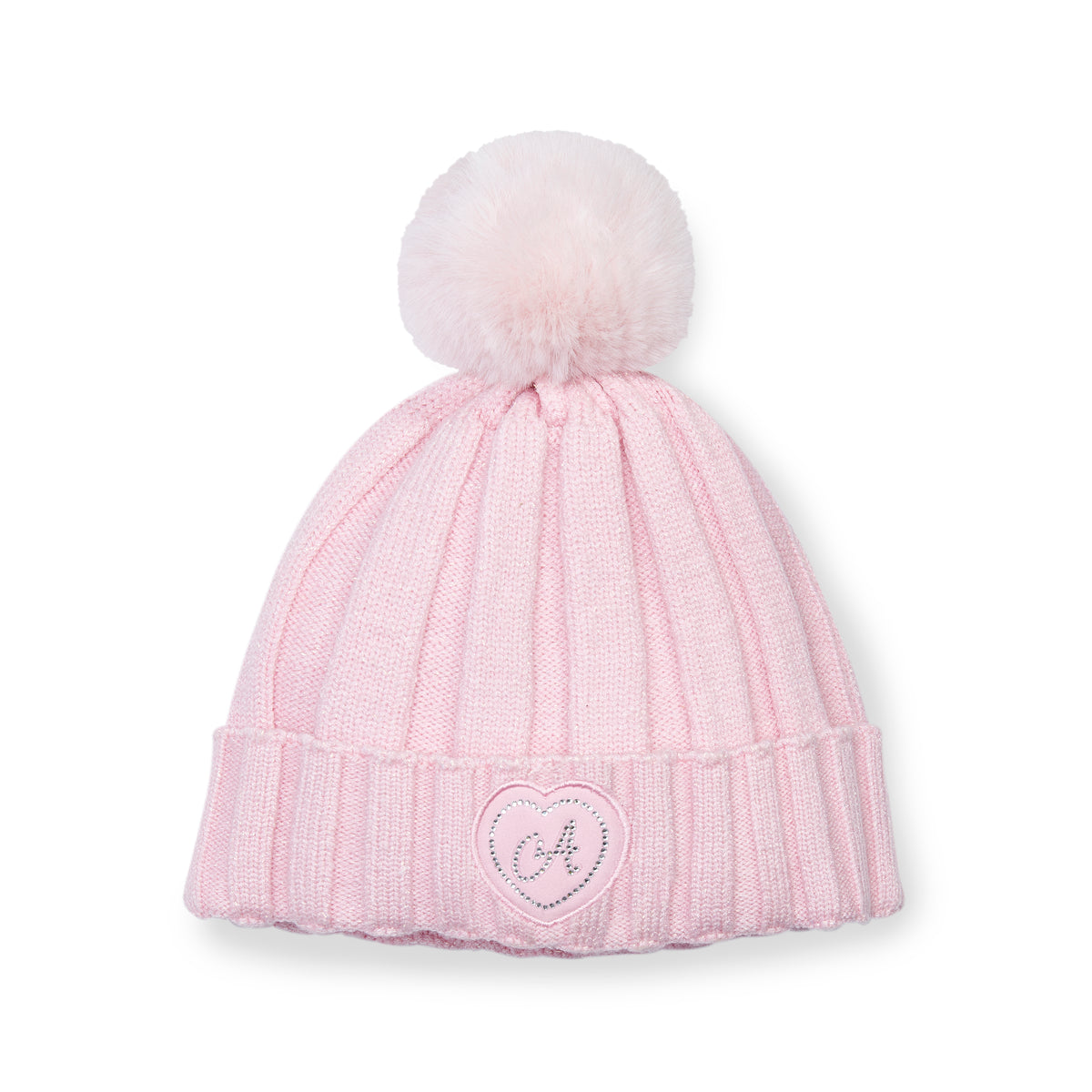 A Dee Girls Pale Pink Mallory Pom Pom Hat