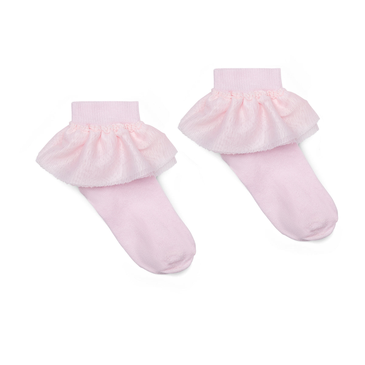 A Dee Girls LouLou Pale Pink Frill Ankle Socks
