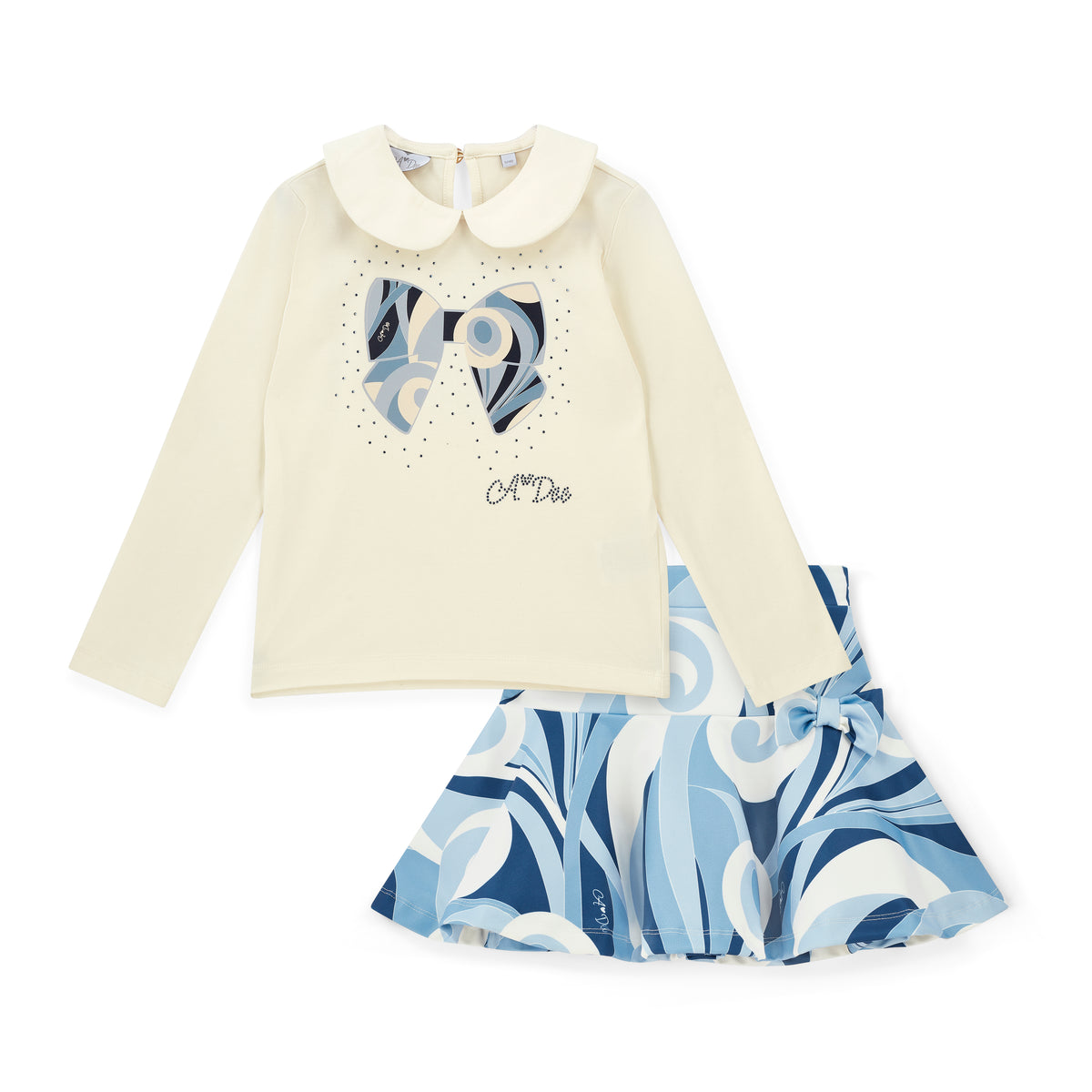 A Dee Girls Nellie Blue Swirl Skirt Set
