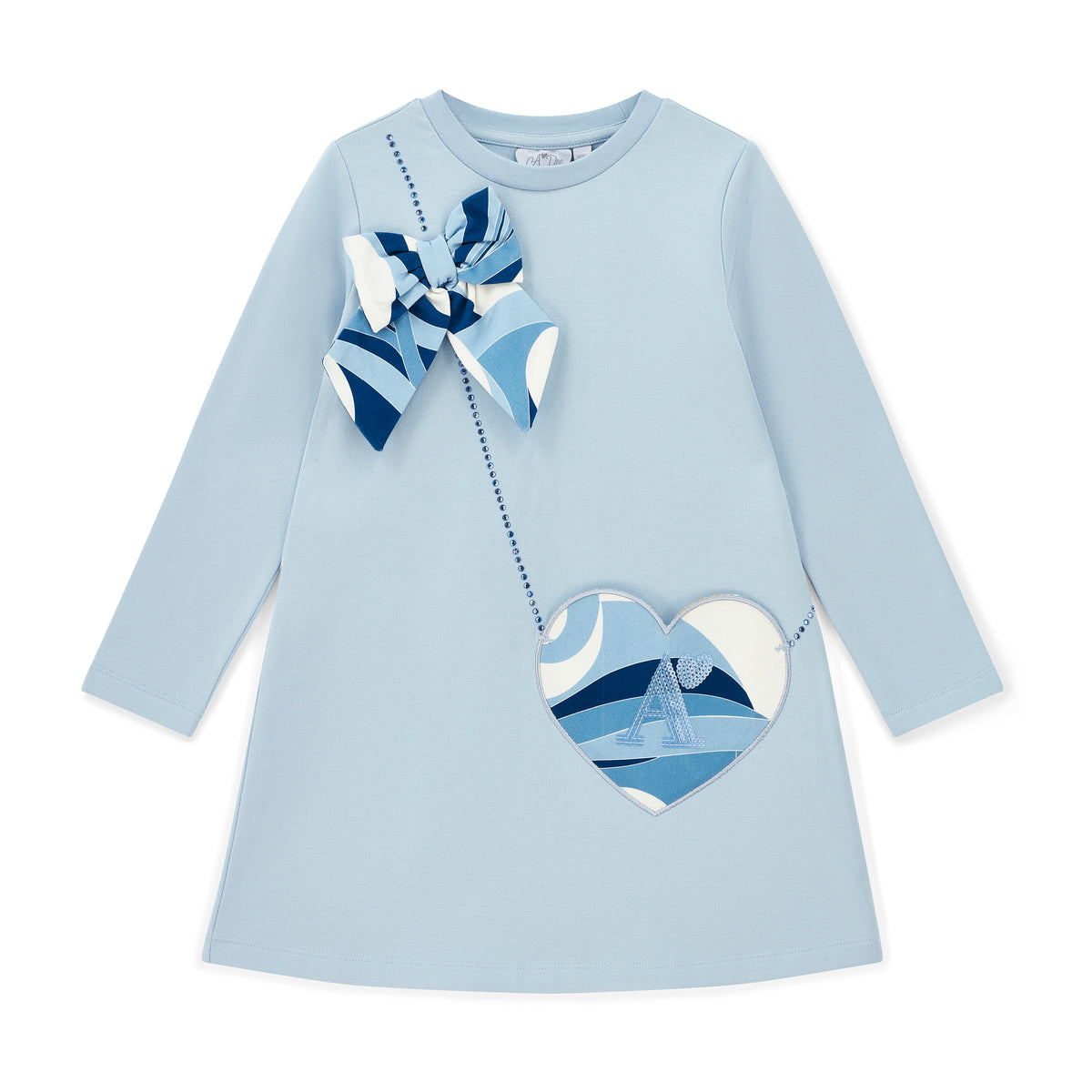 A Dee Girls Lotus Blue Heart Bag Dress