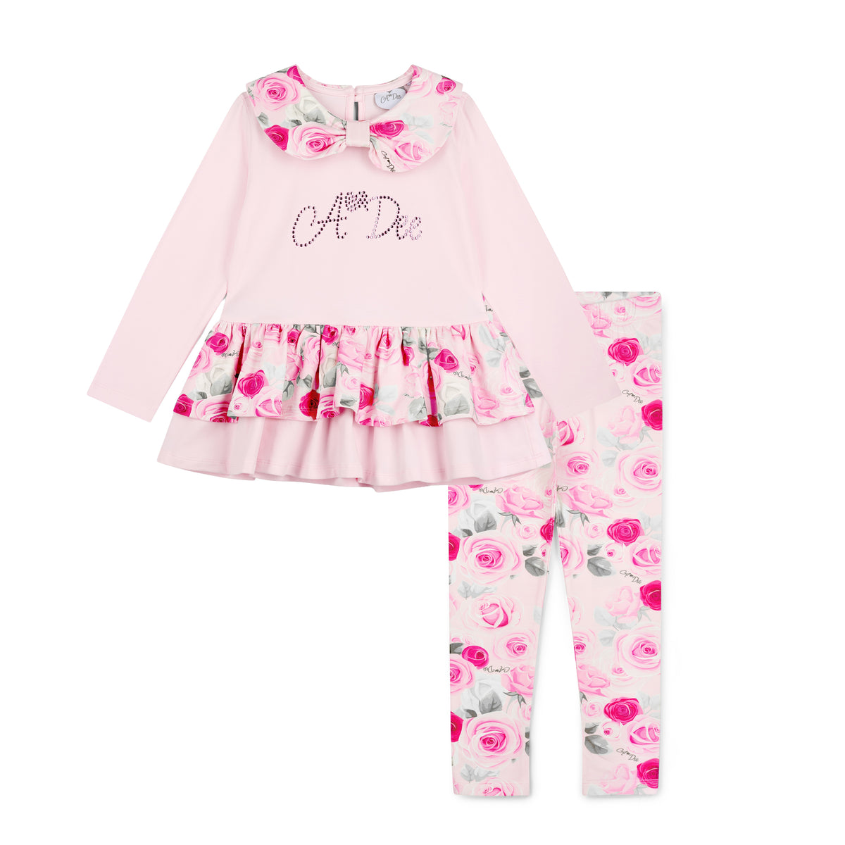 A Dee Girls Pink Rose 'Adeline' Leggings Set