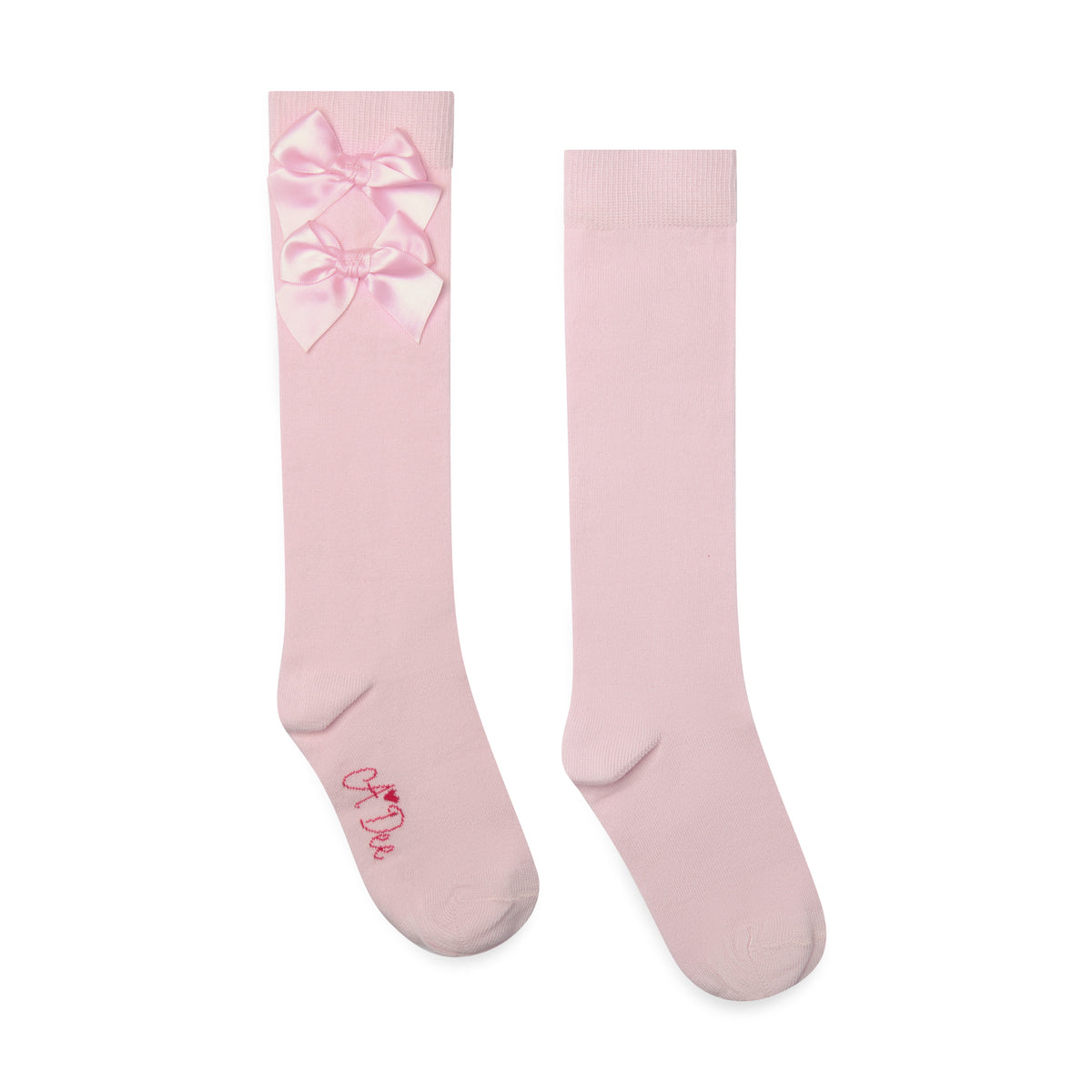 A Dee Girls Pink 'Ariel' Bow Knee Socks