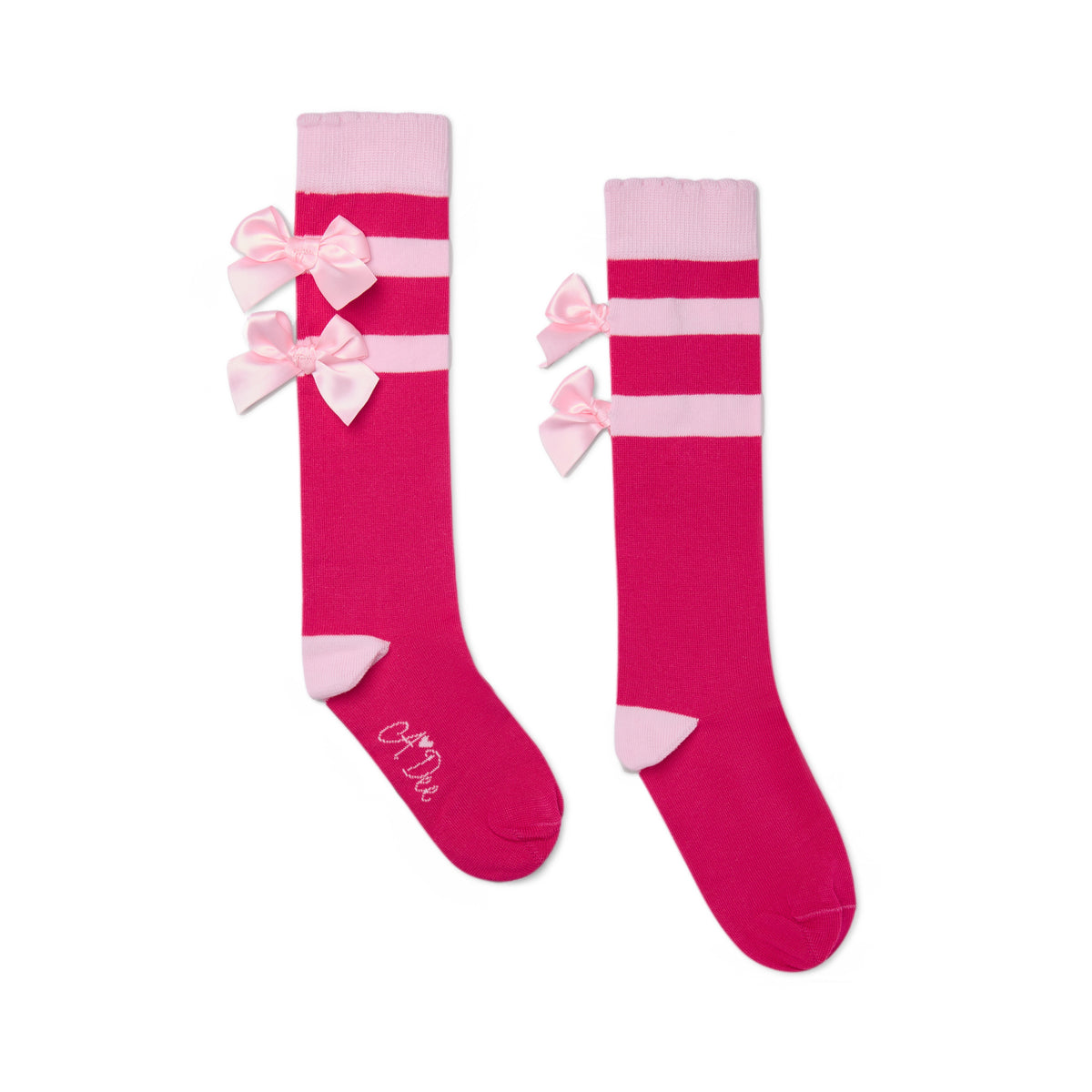 A Dee Girls Fuchsia 'Astrid' Bow Knee Socks