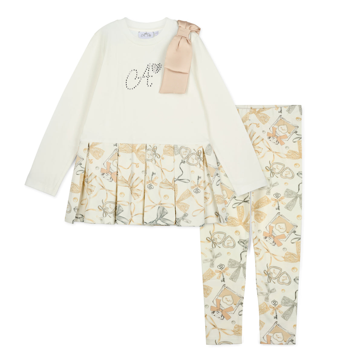 A Dee Girls Bow Print 'Blake' Leggings Set