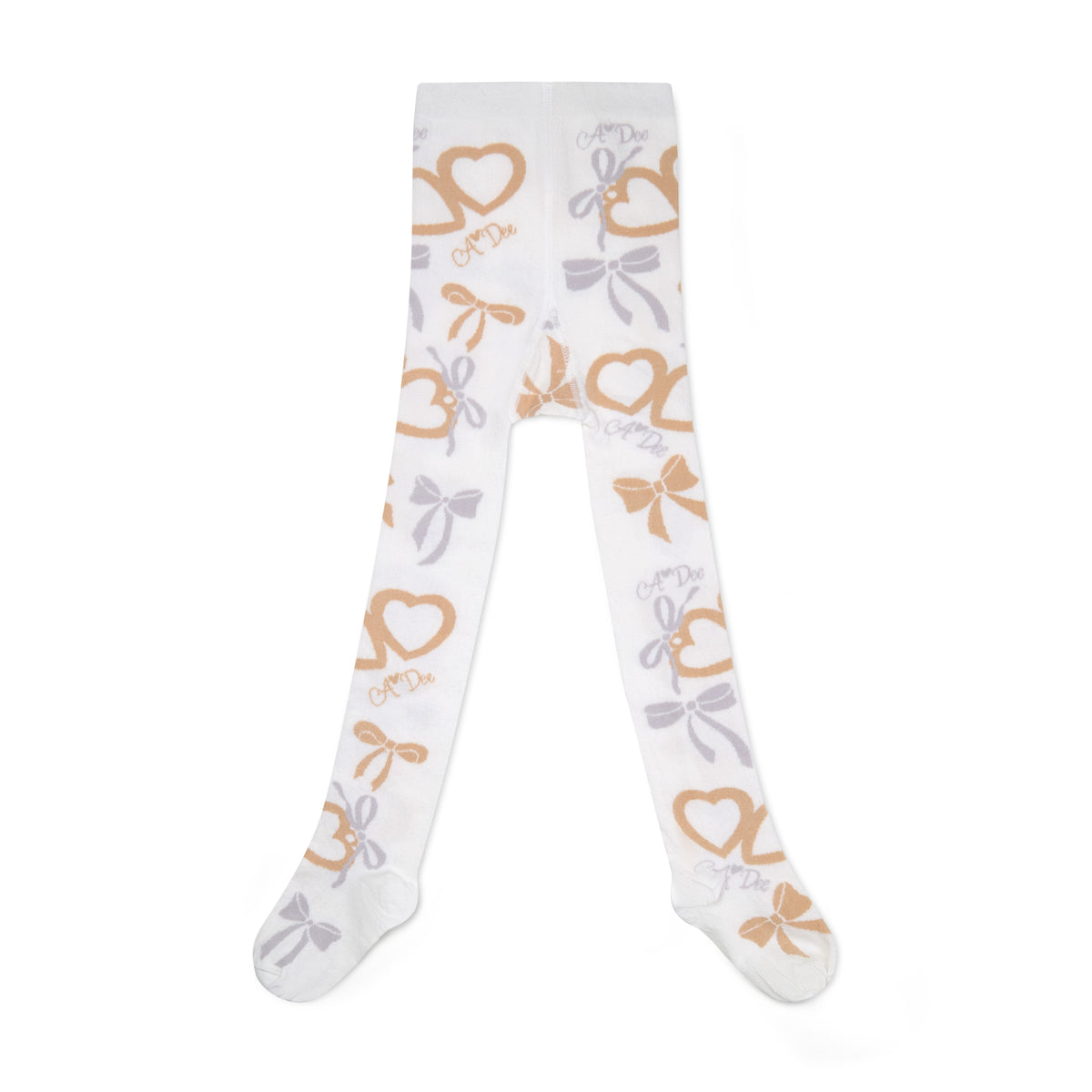 A Dee Girls White 'Britney' Bow Print Tights