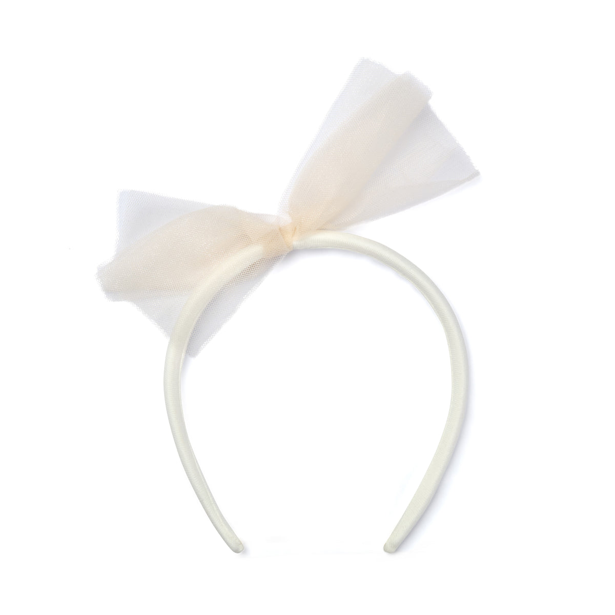 A Dee Girls 'Brynn' Beige Tulle Bow Headband
