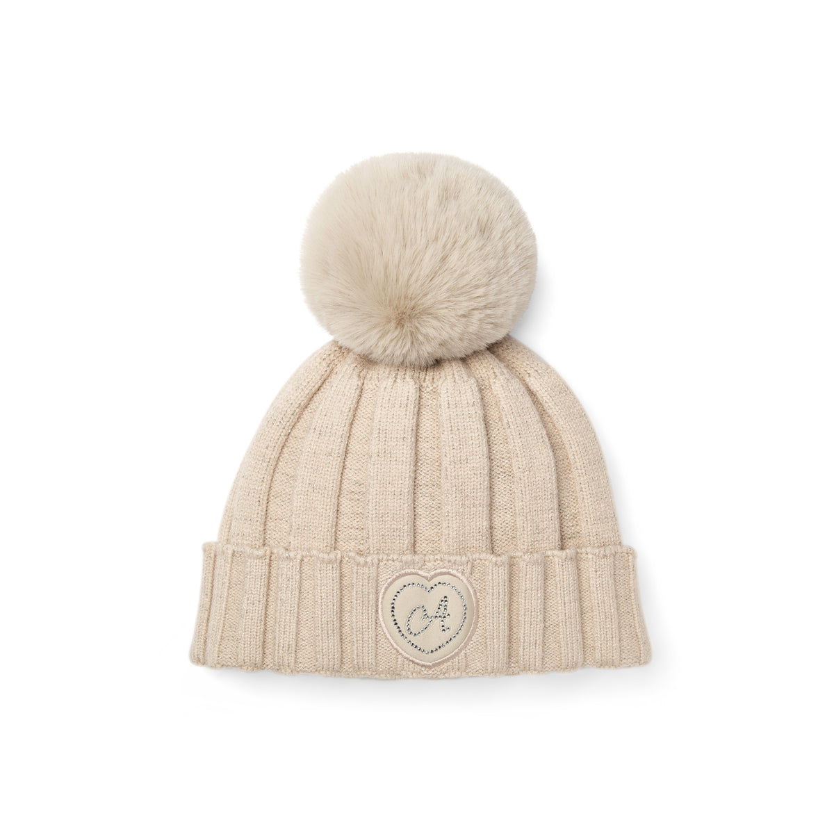 A Dee Girls Beige 'Bobbie' Pom Pom Hat