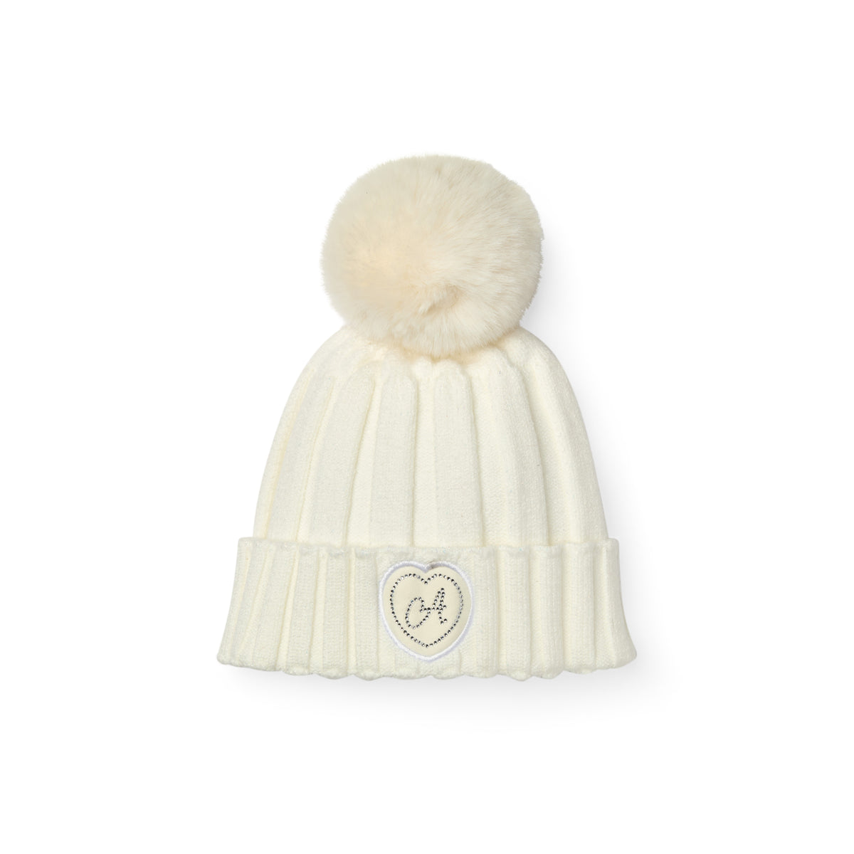 A Dee Girls Ivory 'Bobbie' Pom Pom Hat
