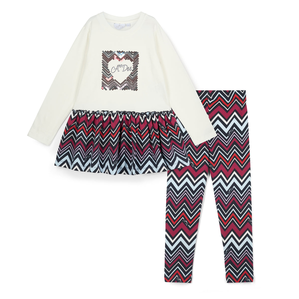 A Dee Girls 'Crissy' Chevron Print Leggings Set