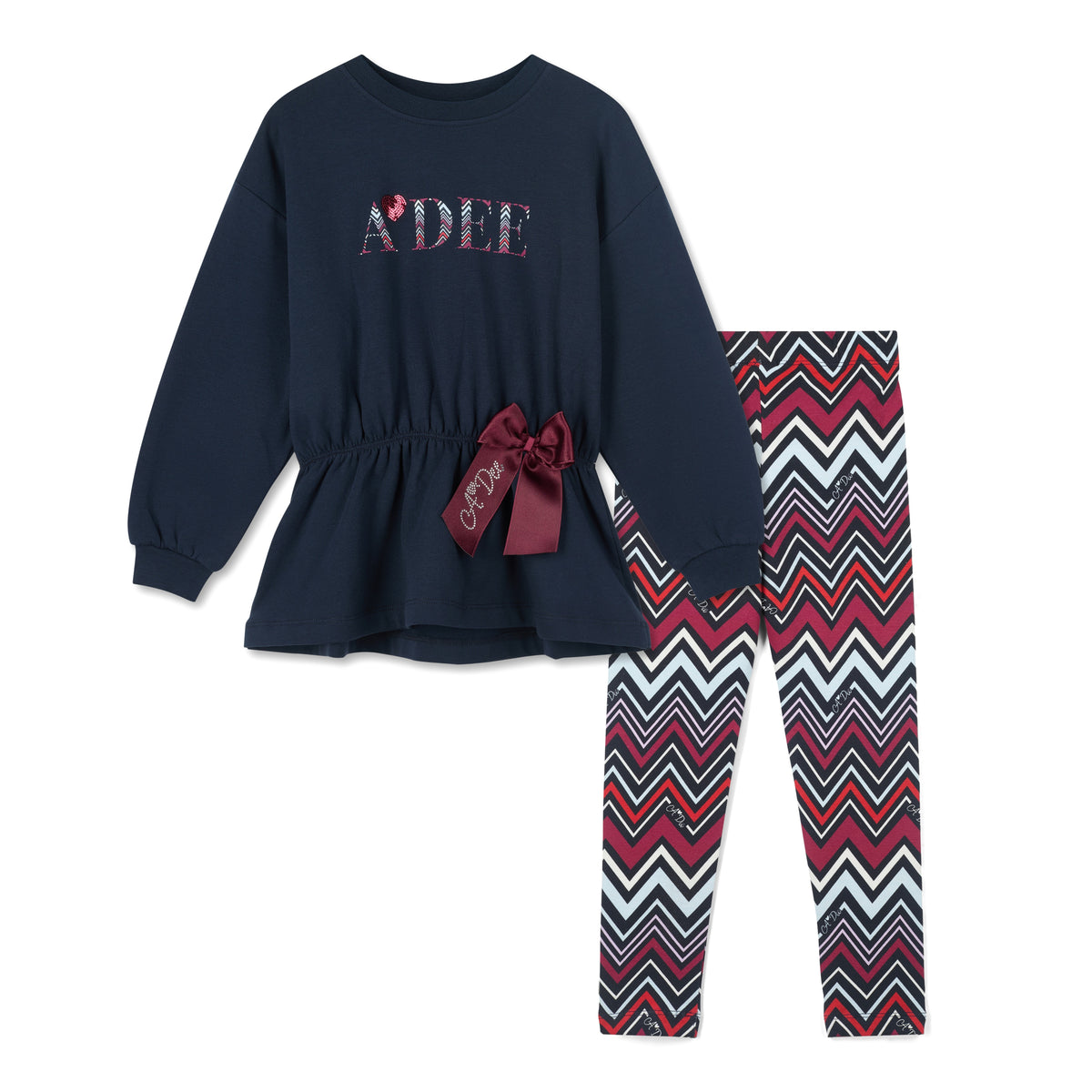 A Dee Girls 'Celine' Chevron Print Leggings Set