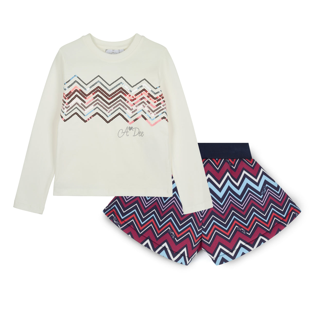 A Dee Girls Chevron Print 'Clara' Shorts Suit