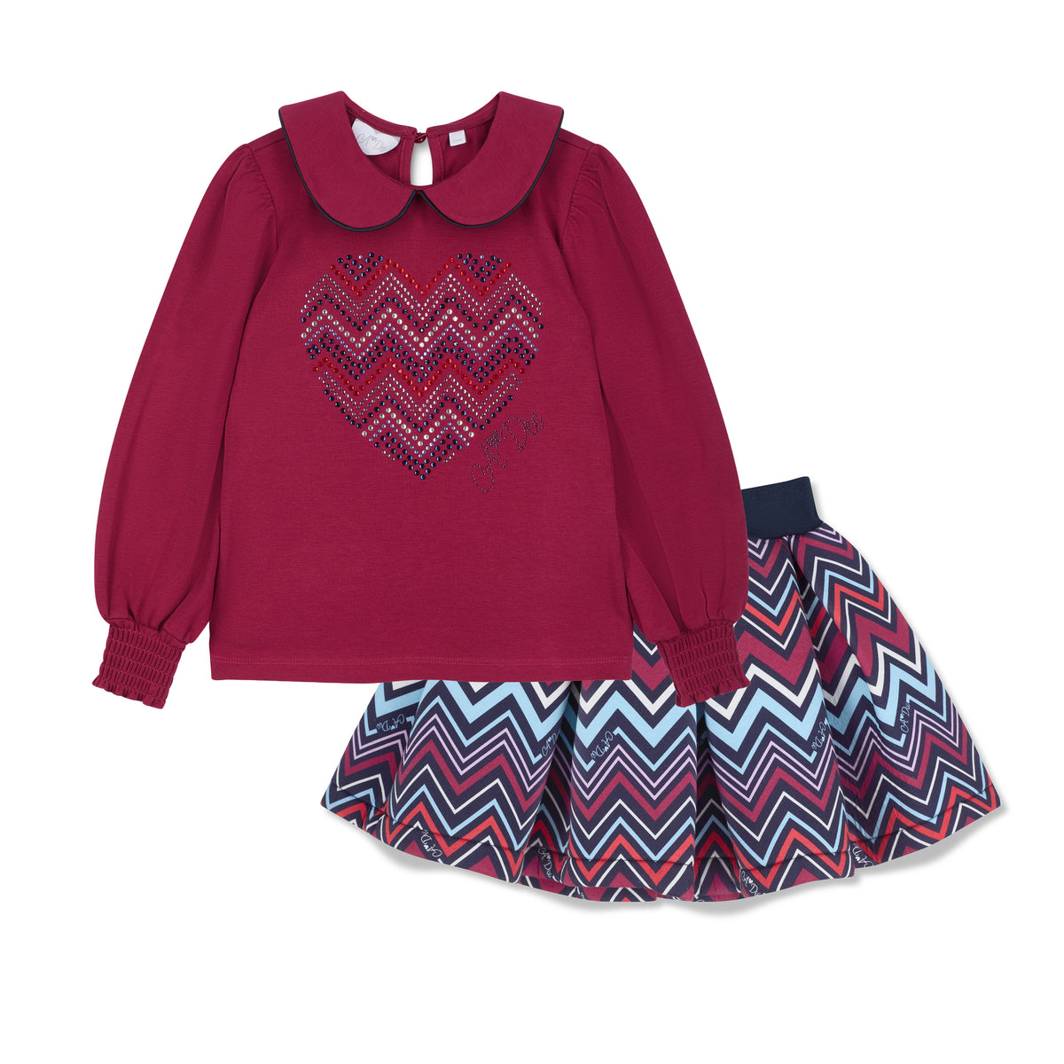 A Dee Girls 'Chloe' Chevron Print Skirt Set