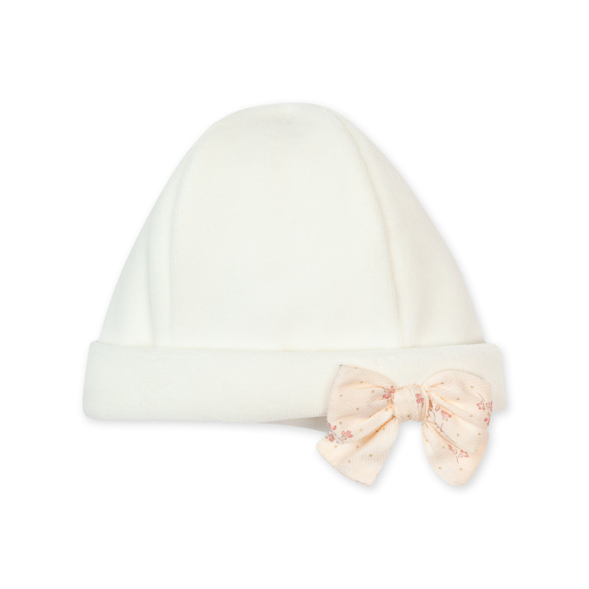 Baby Gi Ivory Velour Floral Bow Hat