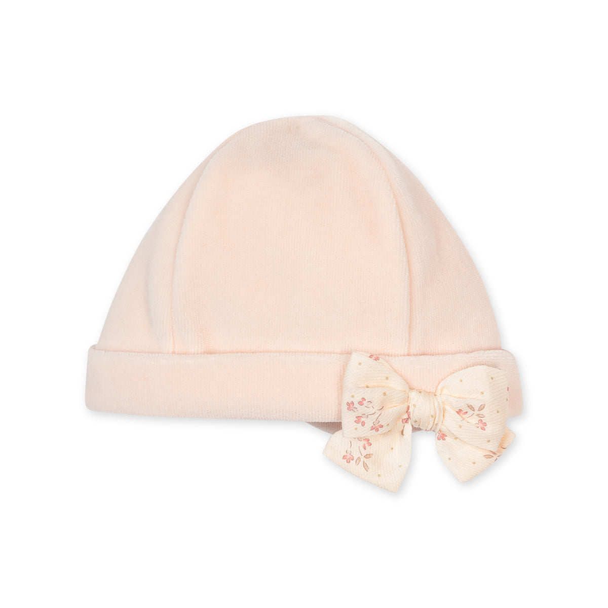 Baby Gi Peach Velour Floral Bow Hat
