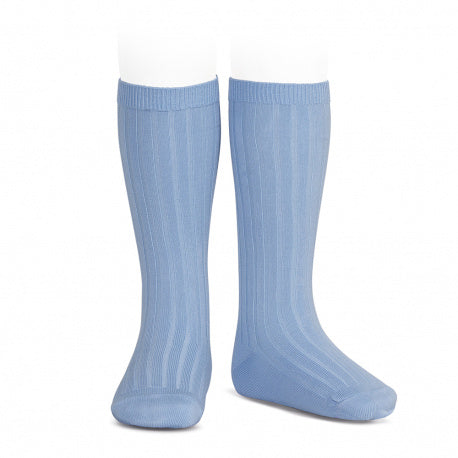 Condor Blue Basic Rib Knee Socks