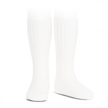 Condor White Basic Rib Knee Socks