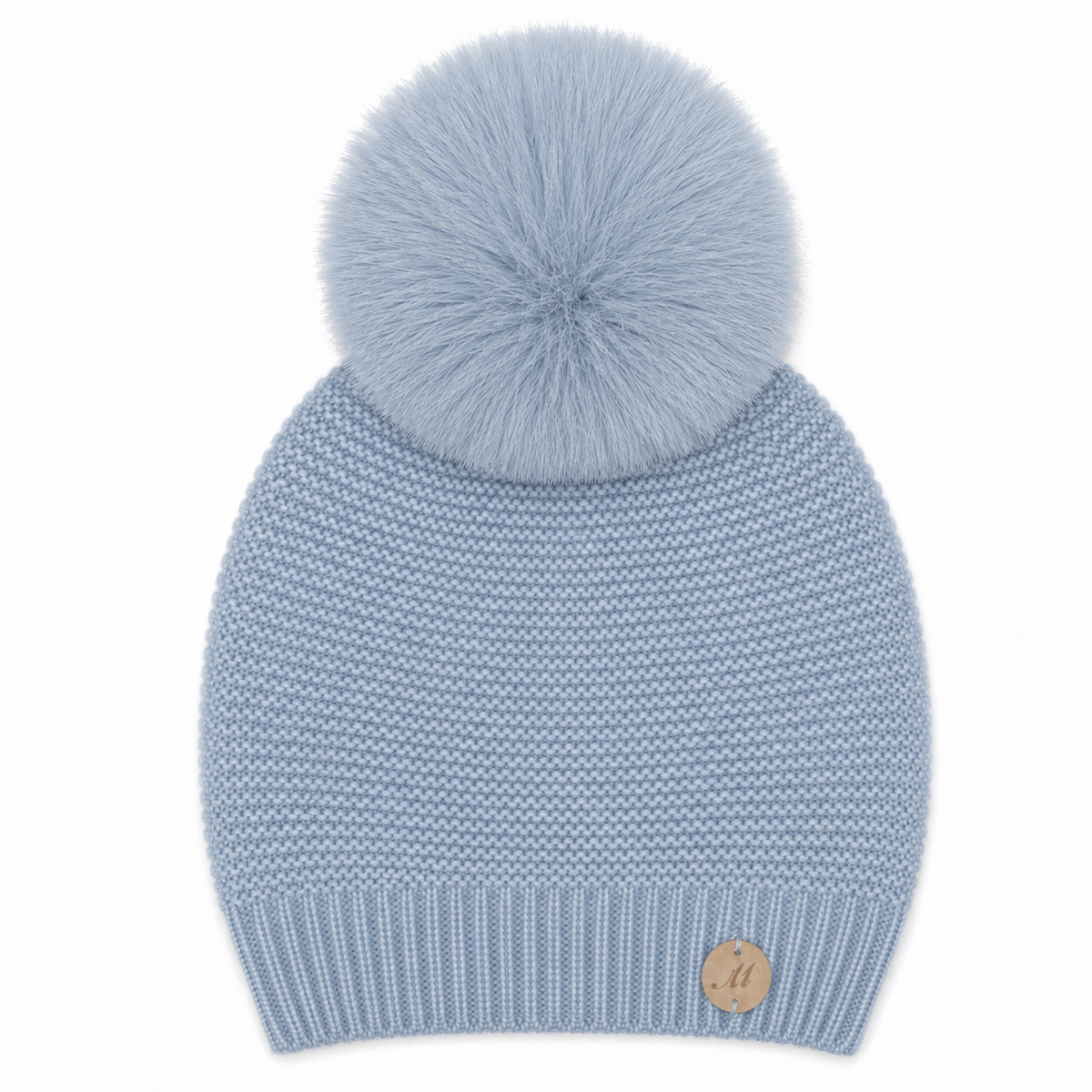 Martin Aranda Dusty Blue Fur Pom Pom Hat