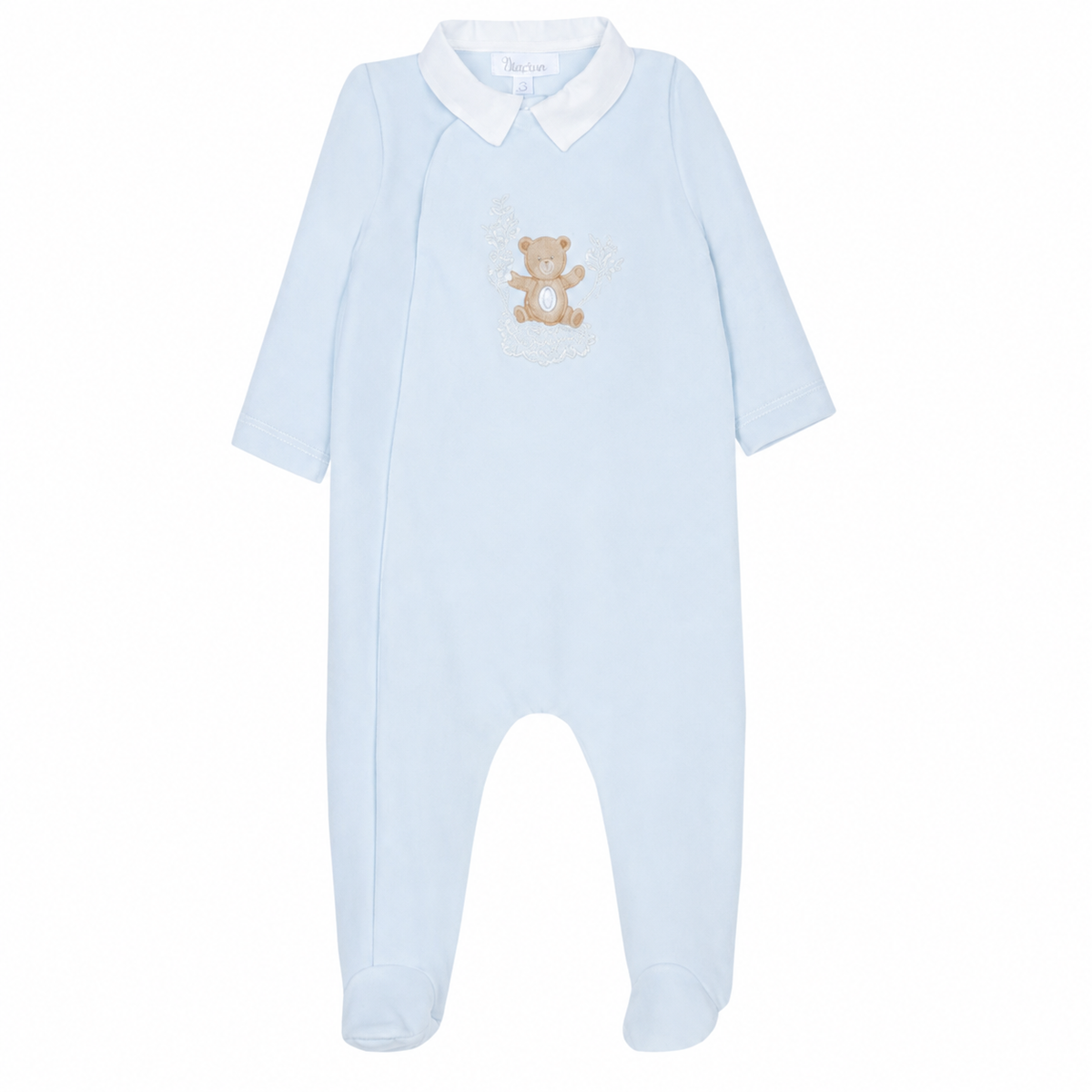 Patachou Baby Blue Velour Bear Babygrow