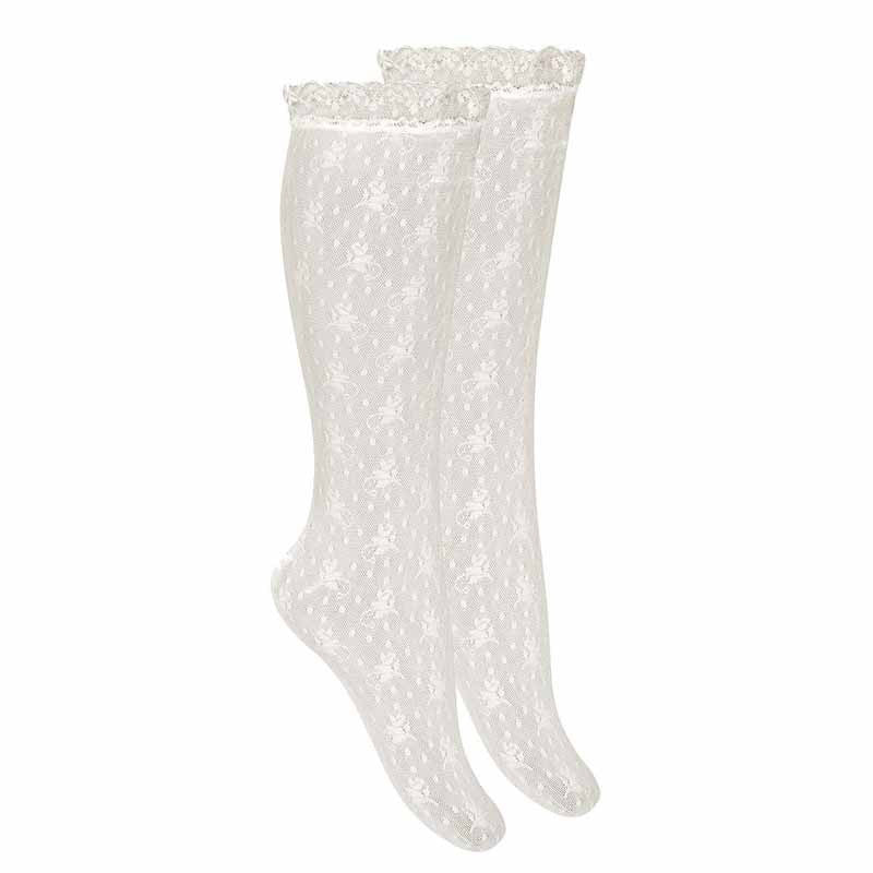 Condor White Silk Lace Knee Socks