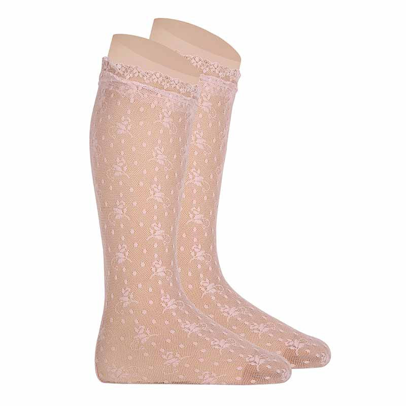 Condor Nude Silk Lace Knee Socks
