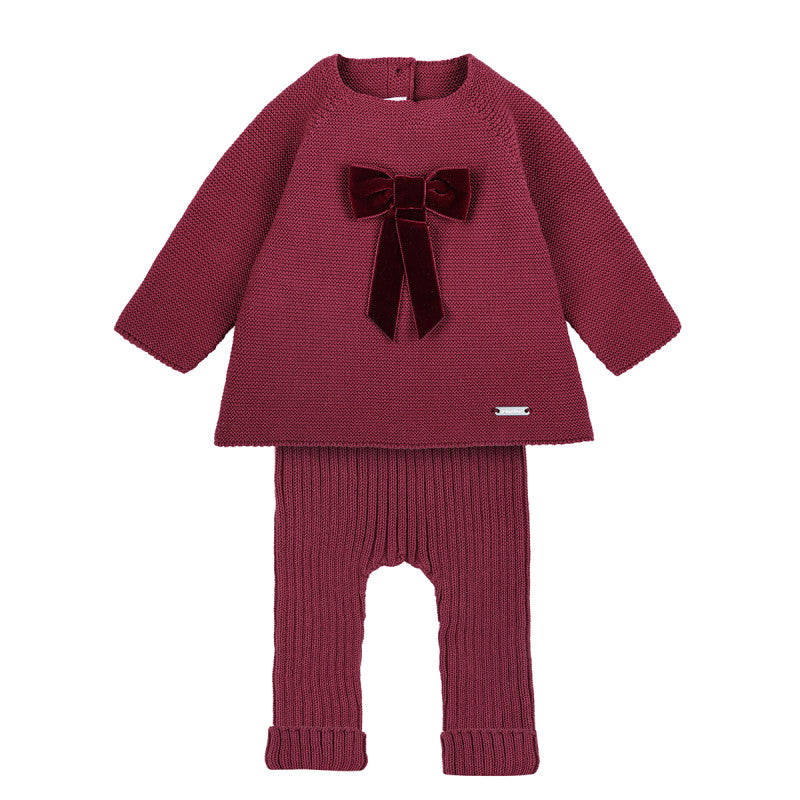 Condor Burgundy Velvet Bow Outfit