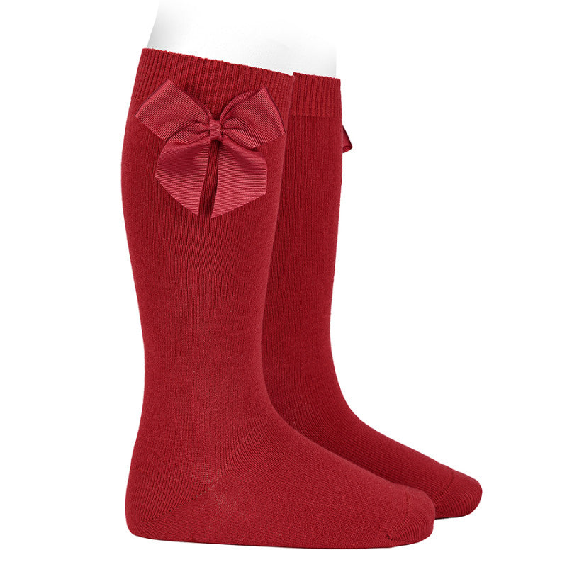 Condor Red Grosgrain Bow Knee Socks