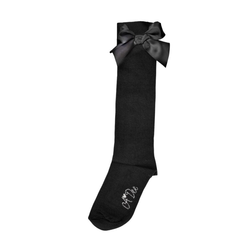 A Dee Black Bow Knee High Socks