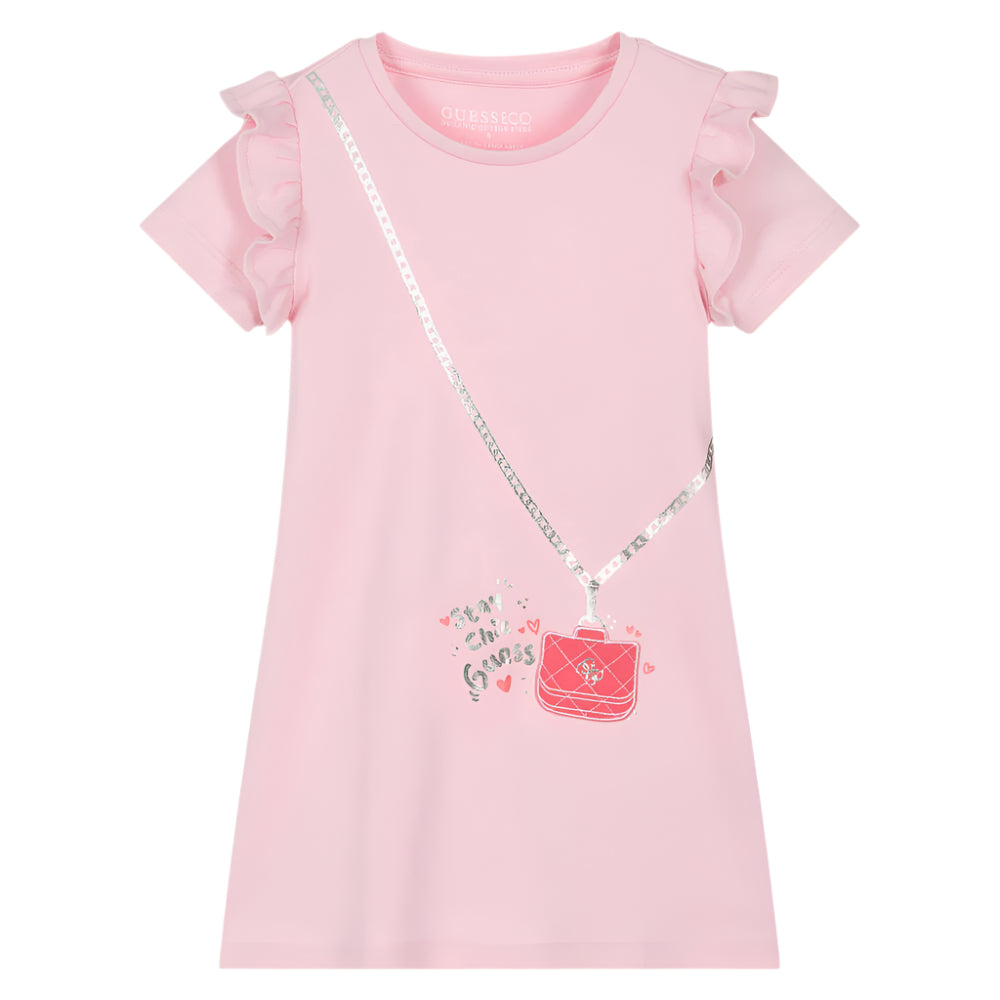 Guess Girls Pink Bag Print Dress