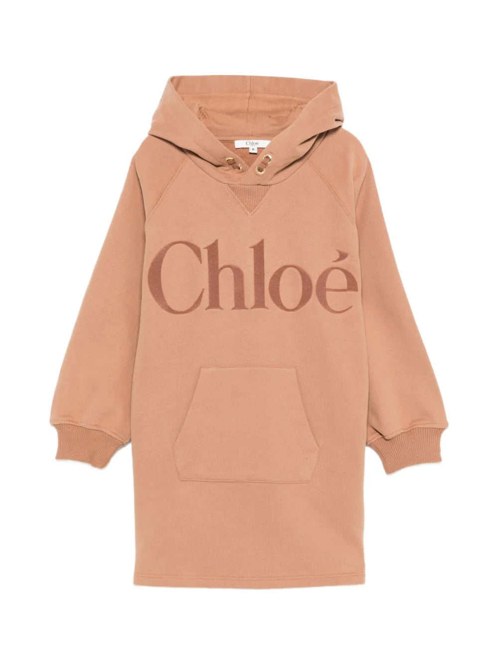 Chloé Girls Beige Logo Hooded Dress
