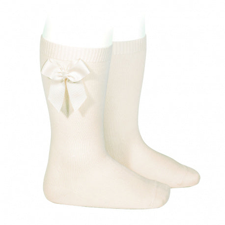 Condor Cream Grosgrain Bow Knee Socks